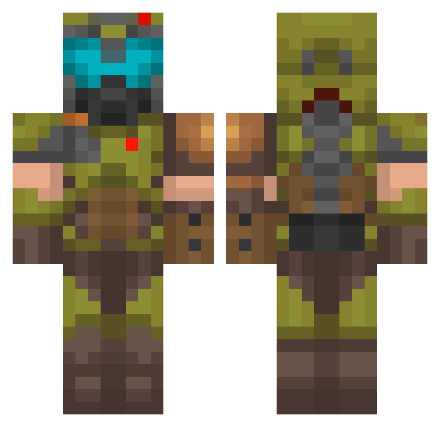 Nicknets123 Minecraft skin, front and back view