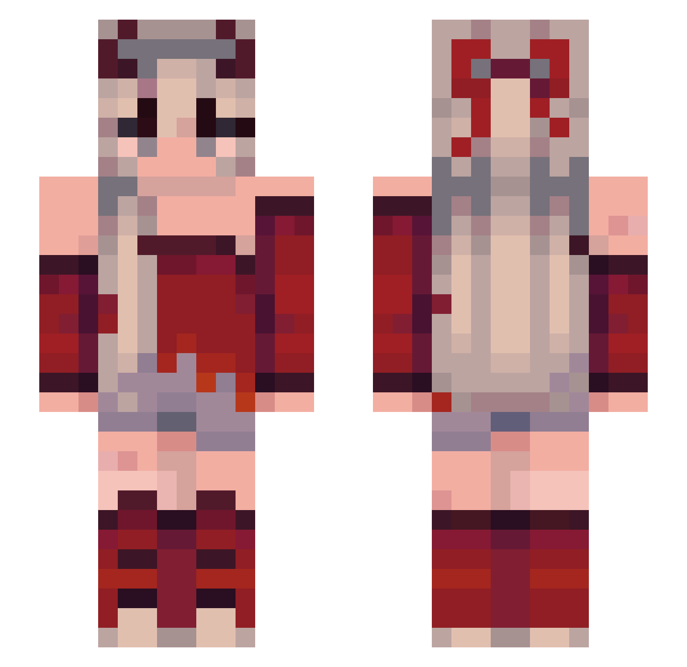 cashisking Minecraft skin, front and back view
