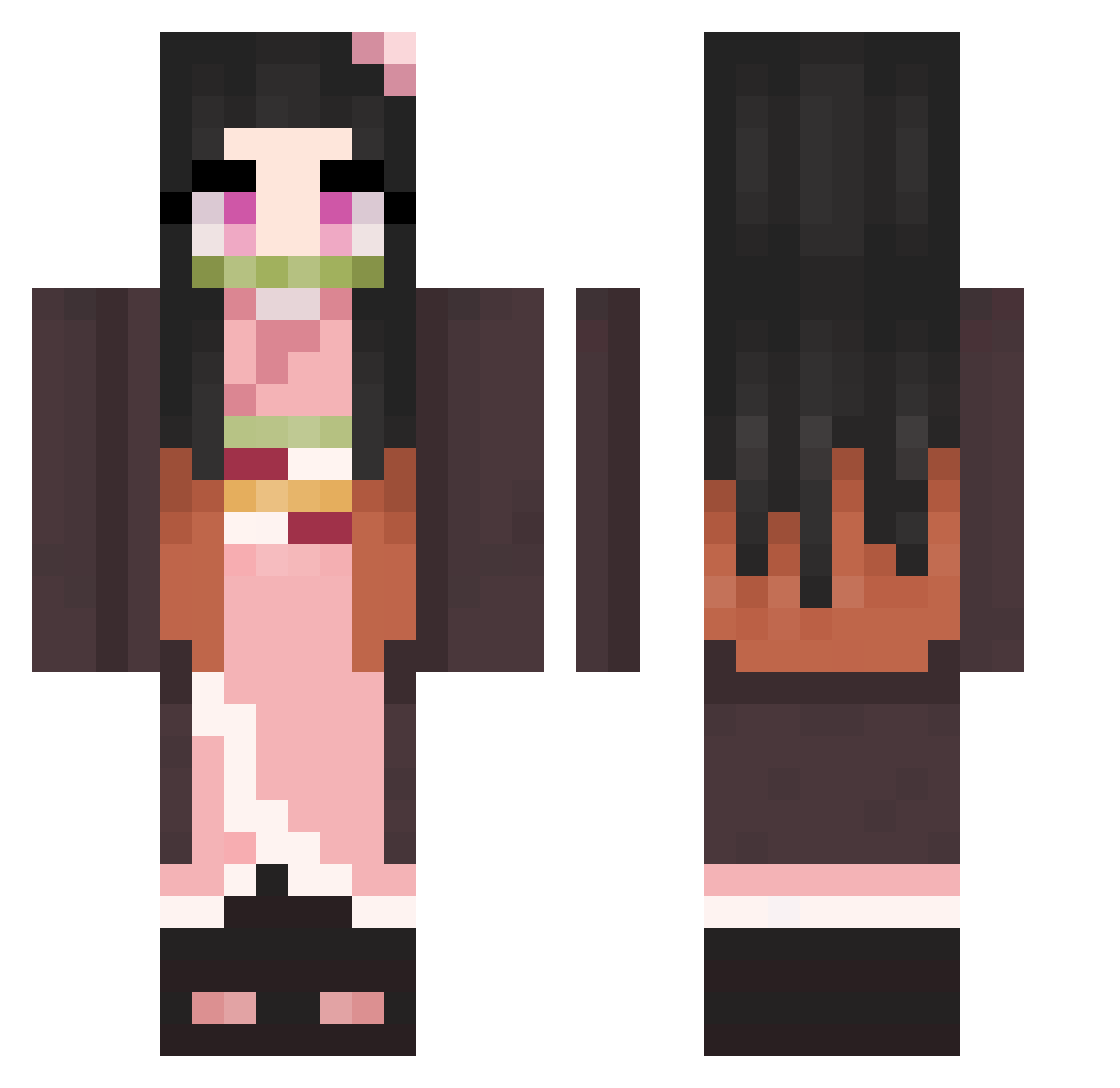 interpunct Minecraft skin, front and back view