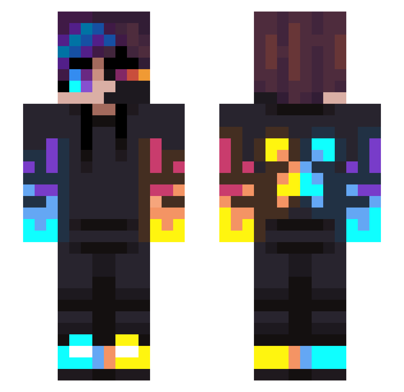 qkxhd Minecraft skin, front and back view