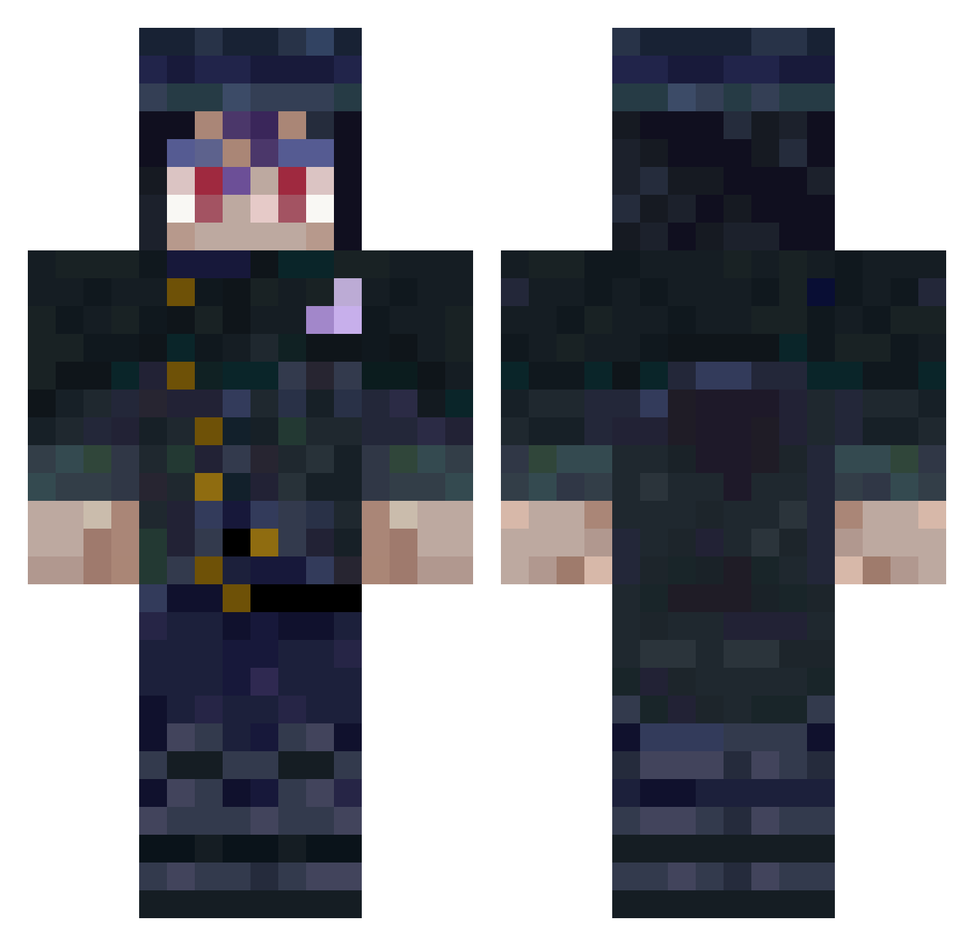 Fastigium Minecraft skin, front and back view