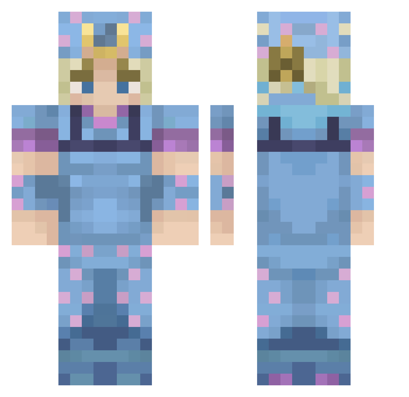 YJojoY Minecraft skin, front and back view