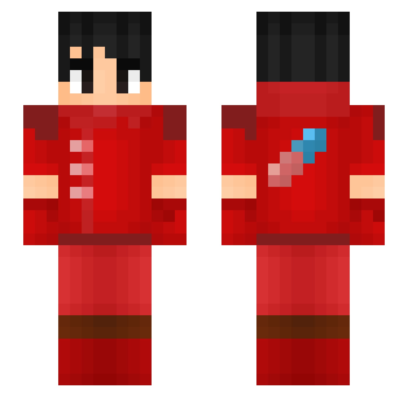 Sartre Minecraft skin, front and back view
