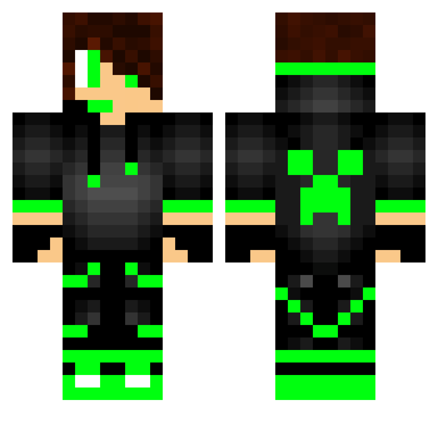 alwaysredsociety Minecraft skin, front and back view