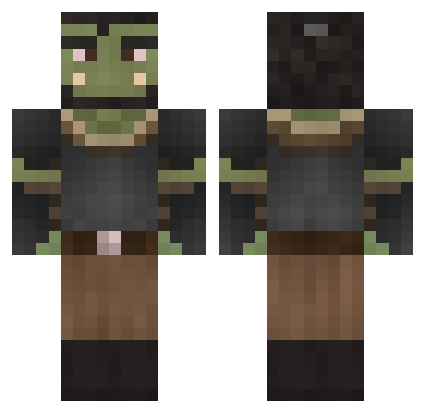 Malregoth Minecraft skin, front and back view