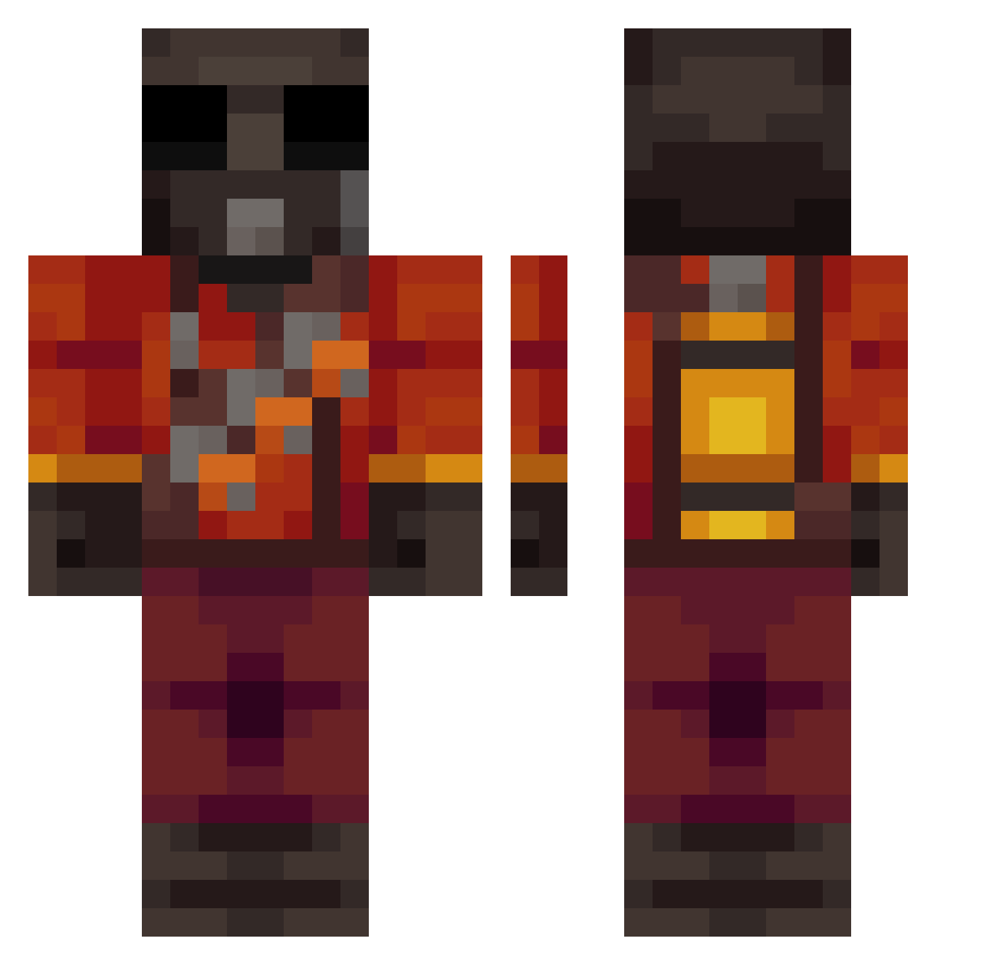 aziimuthic Minecraft skin, front and back view
