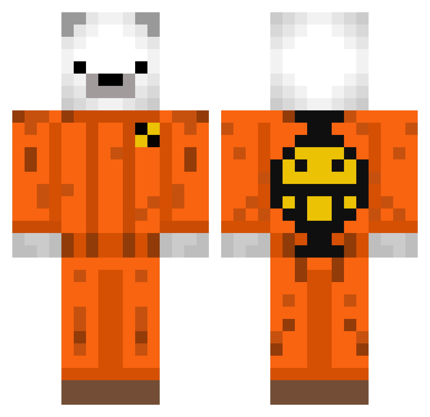 Rebirths Minecraft skin, front and back view