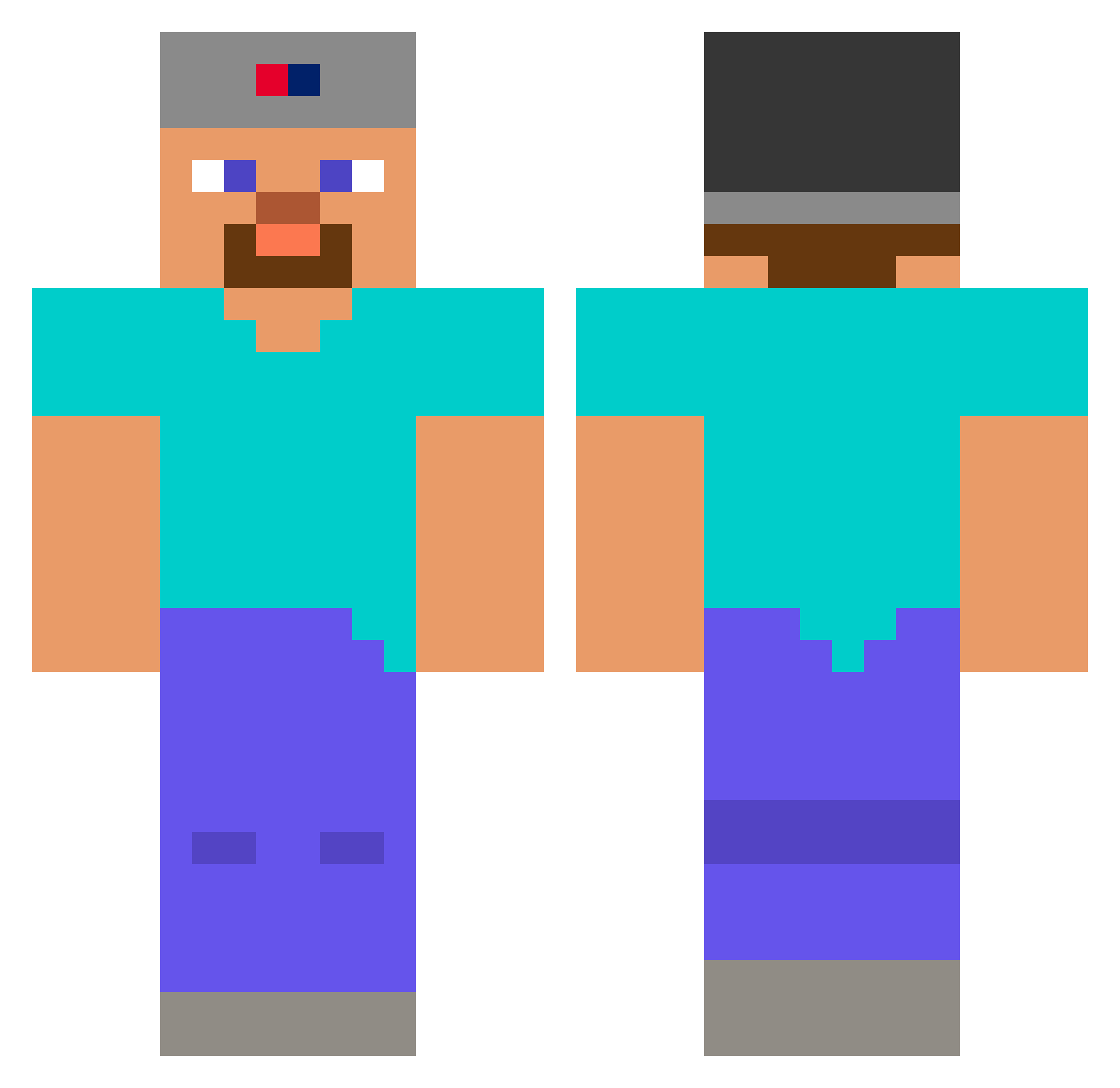 MuffinMan192837 Minecraft skin, front and back view