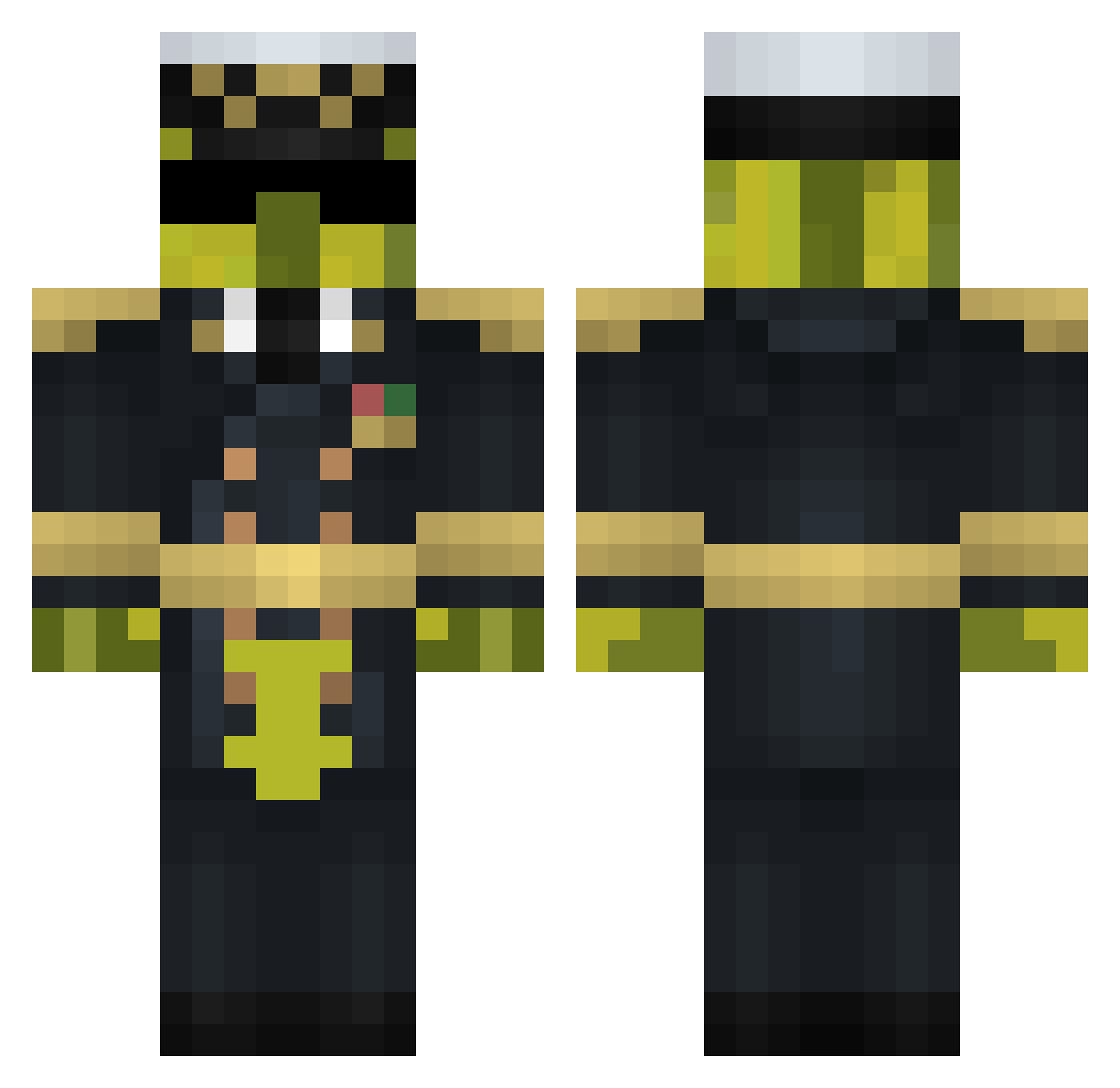 Admiral_Melone Minecraft skin, front and back view
