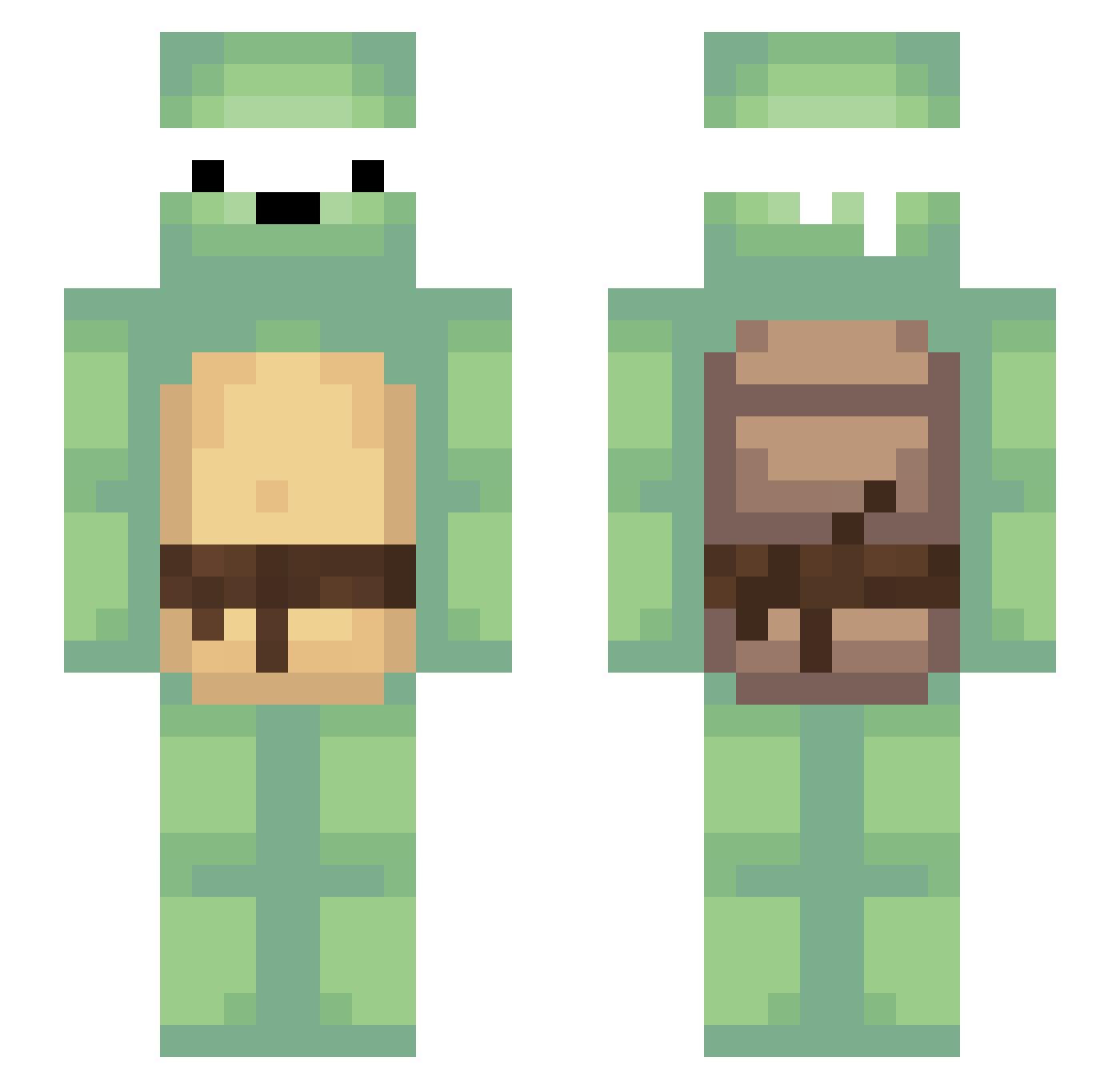 FroggyBoots Minecraft skin, front and back view