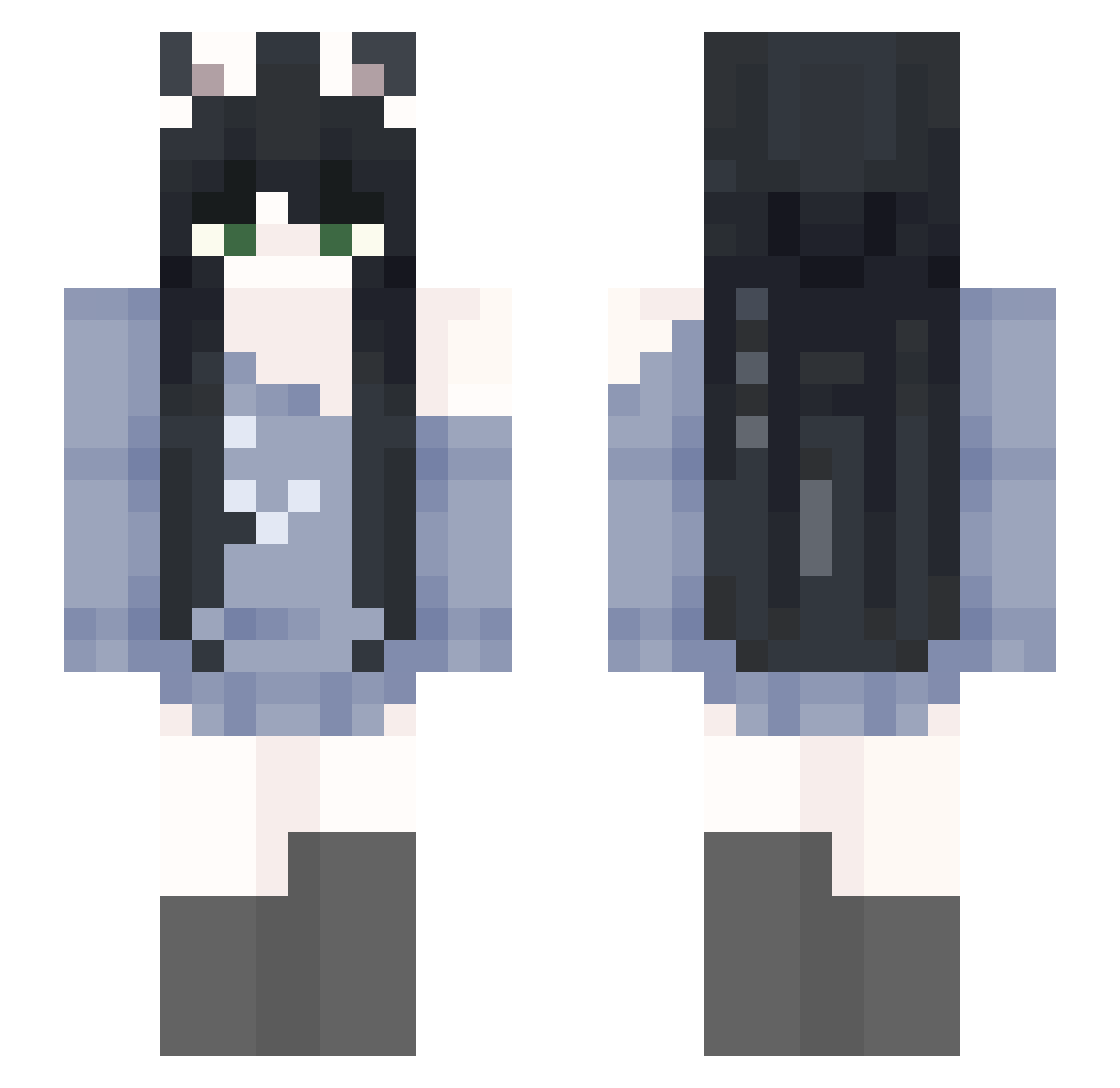 Mulgam Minecraft skin, front and back view