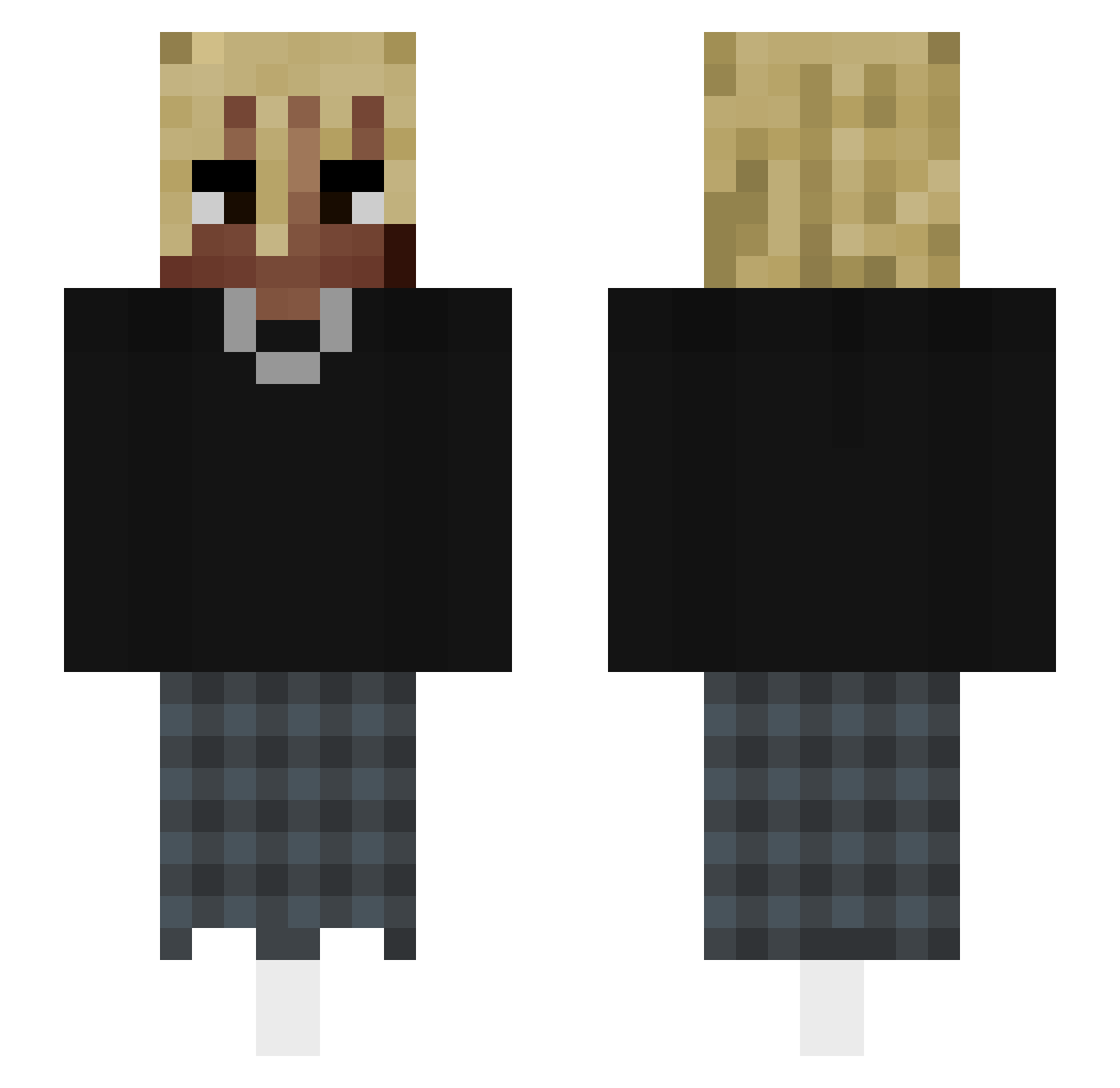 Biodegradable Minecraft skin, front and back view