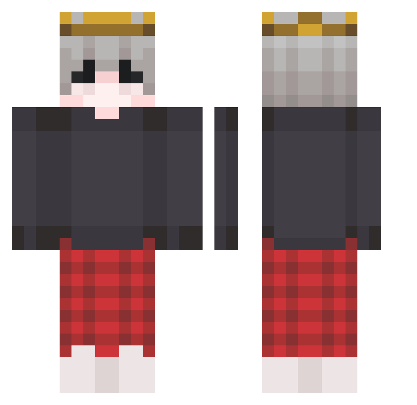 Sayorfall Minecraft skin, front and back view