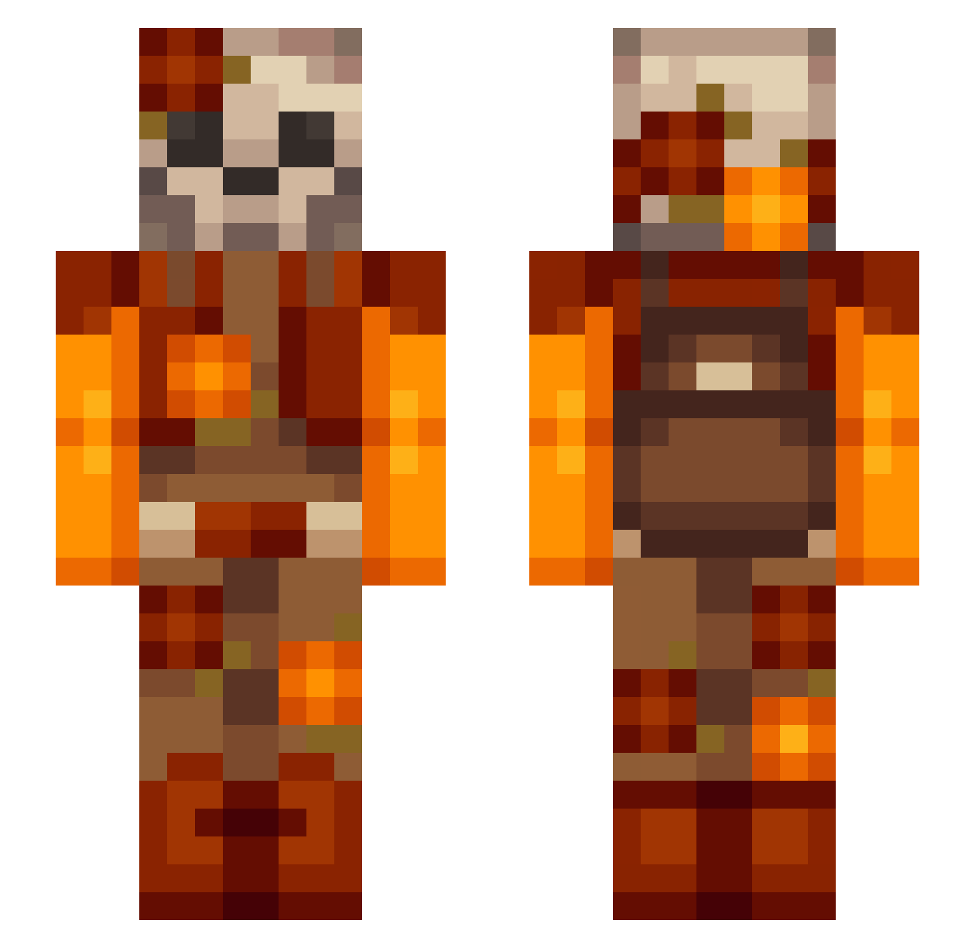 Carapacho69 Minecraft skin, front and back view
