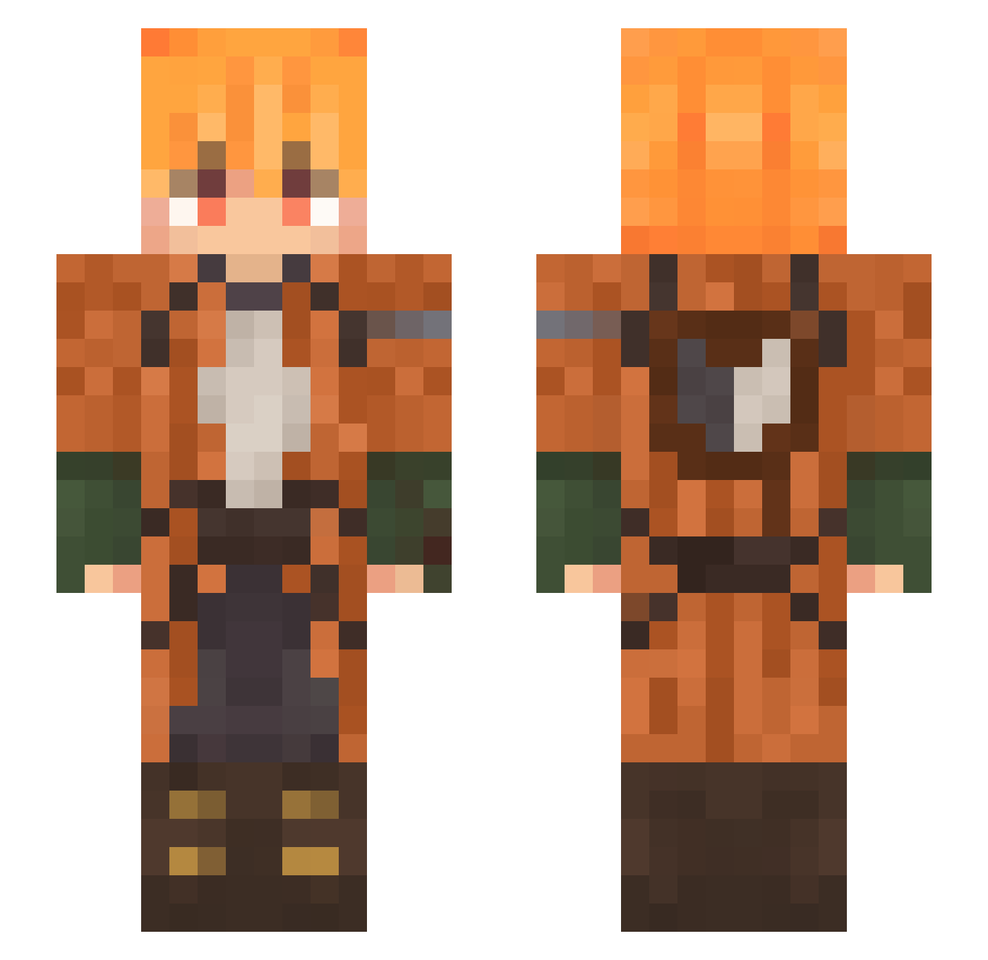 MANIMATI Minecraft skin, front and back view