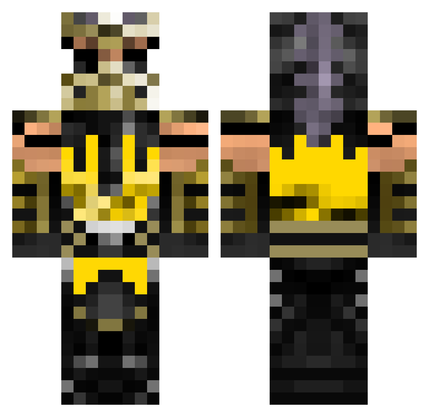 t3lusive Minecraft skin, front and back view