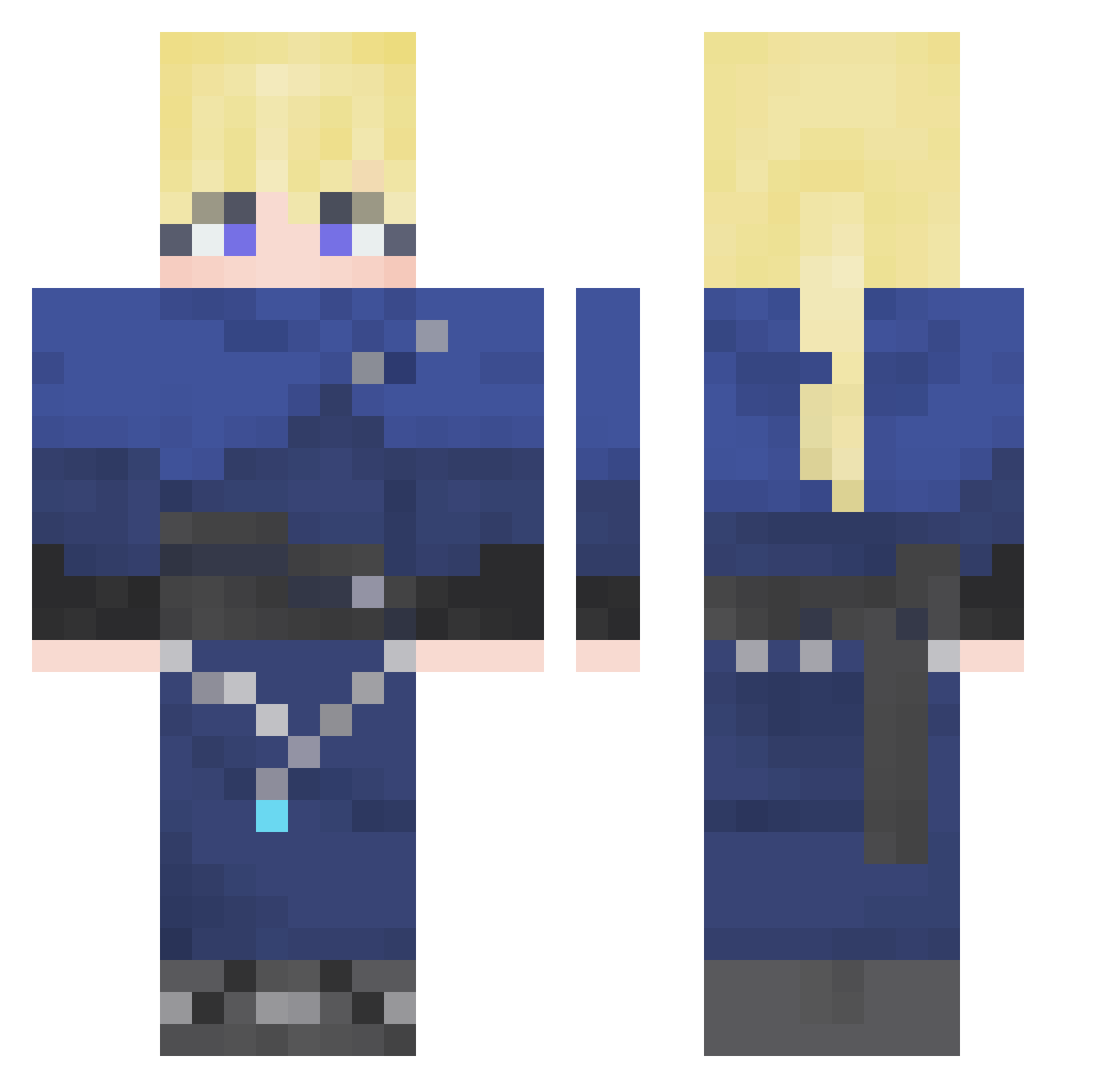 jin225 Minecraft skin, front and back view