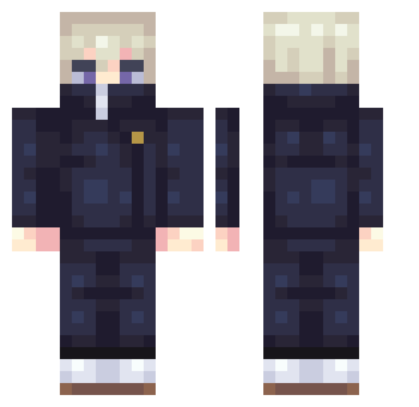 Kelvv Minecraft skin, front and back view