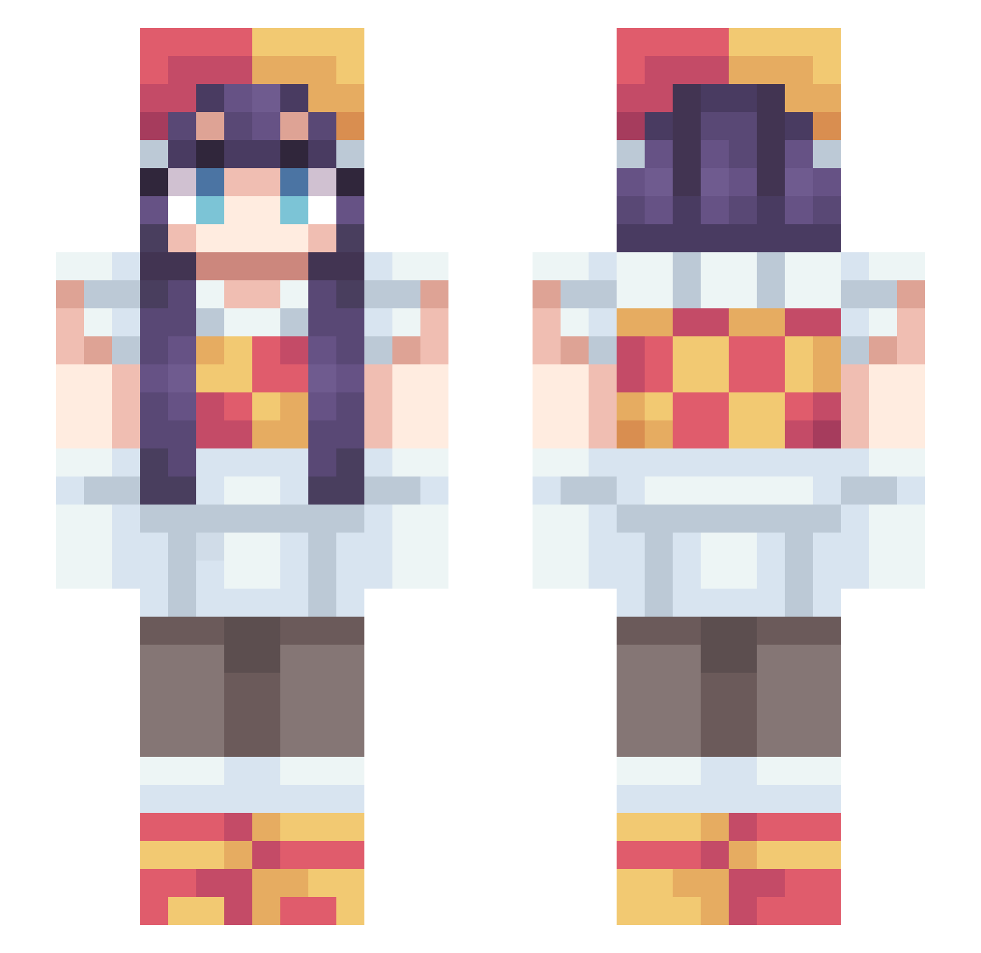 HalfMoon27 Minecraft skin, front and back view