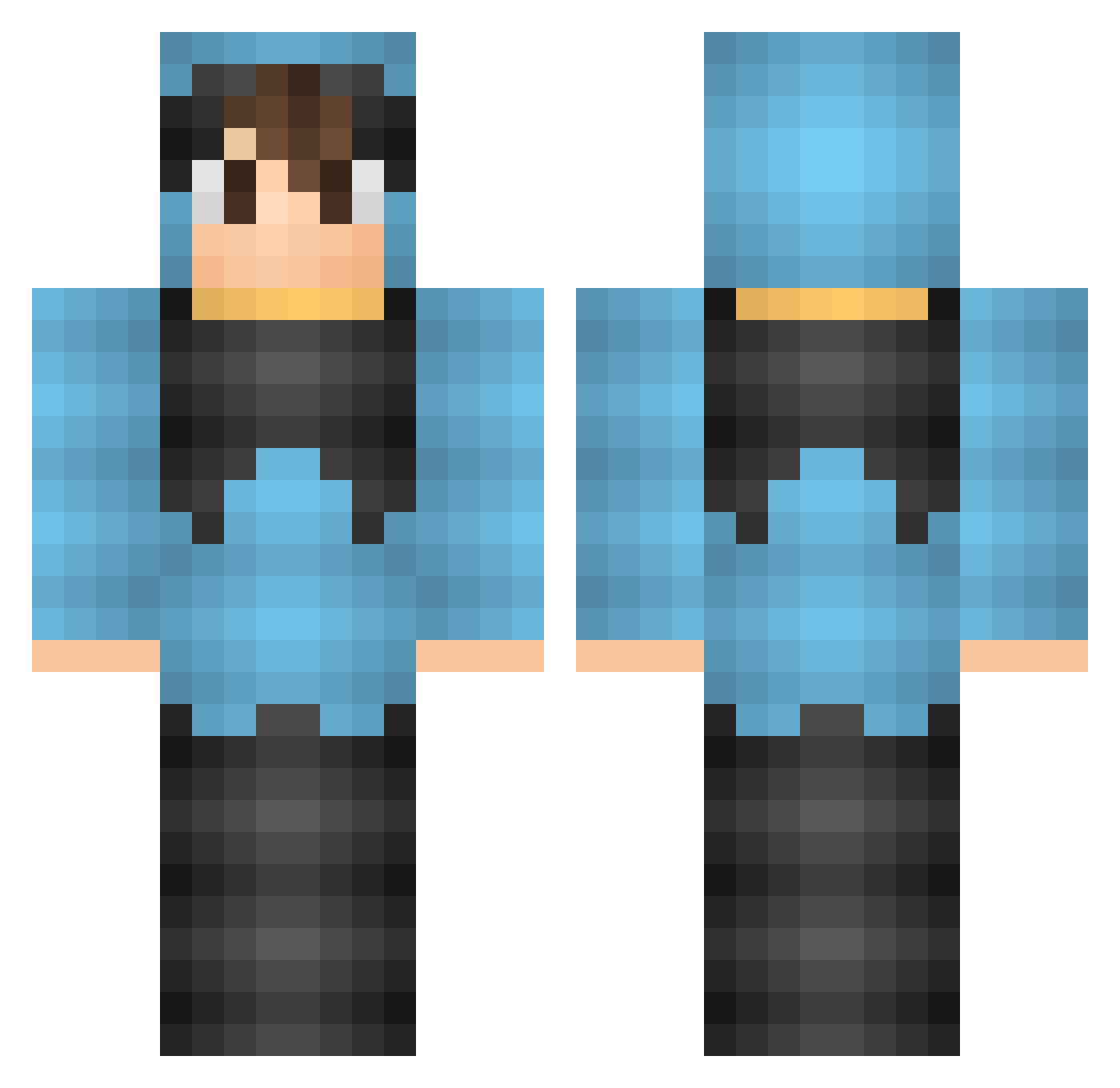 Inversing Minecraft skin, front and back view