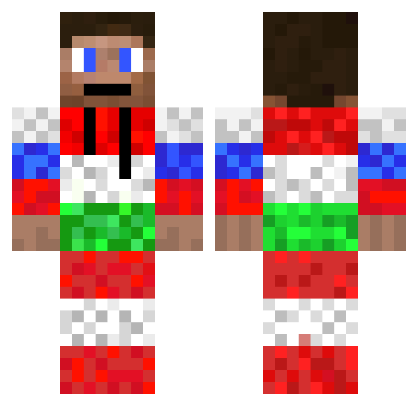 Electoronic Minecraft skin, front and back view