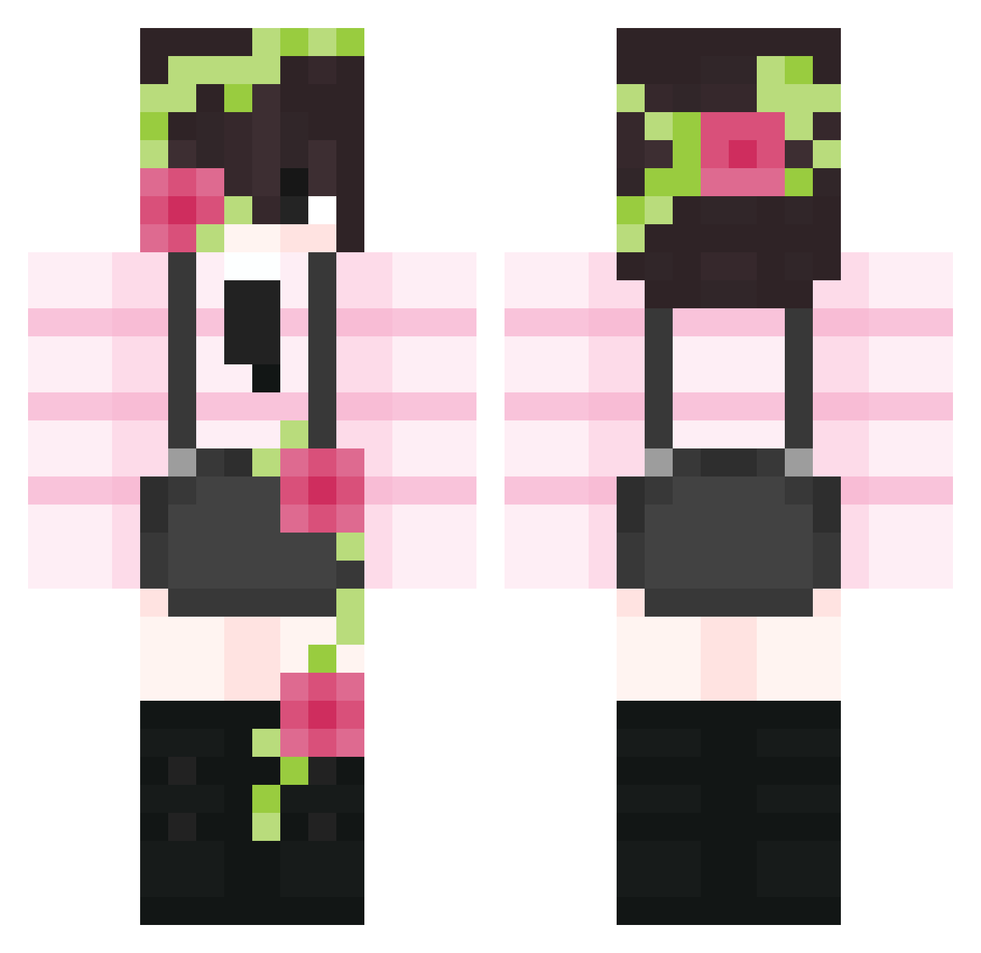 JJinxie Minecraft skin, front and back view