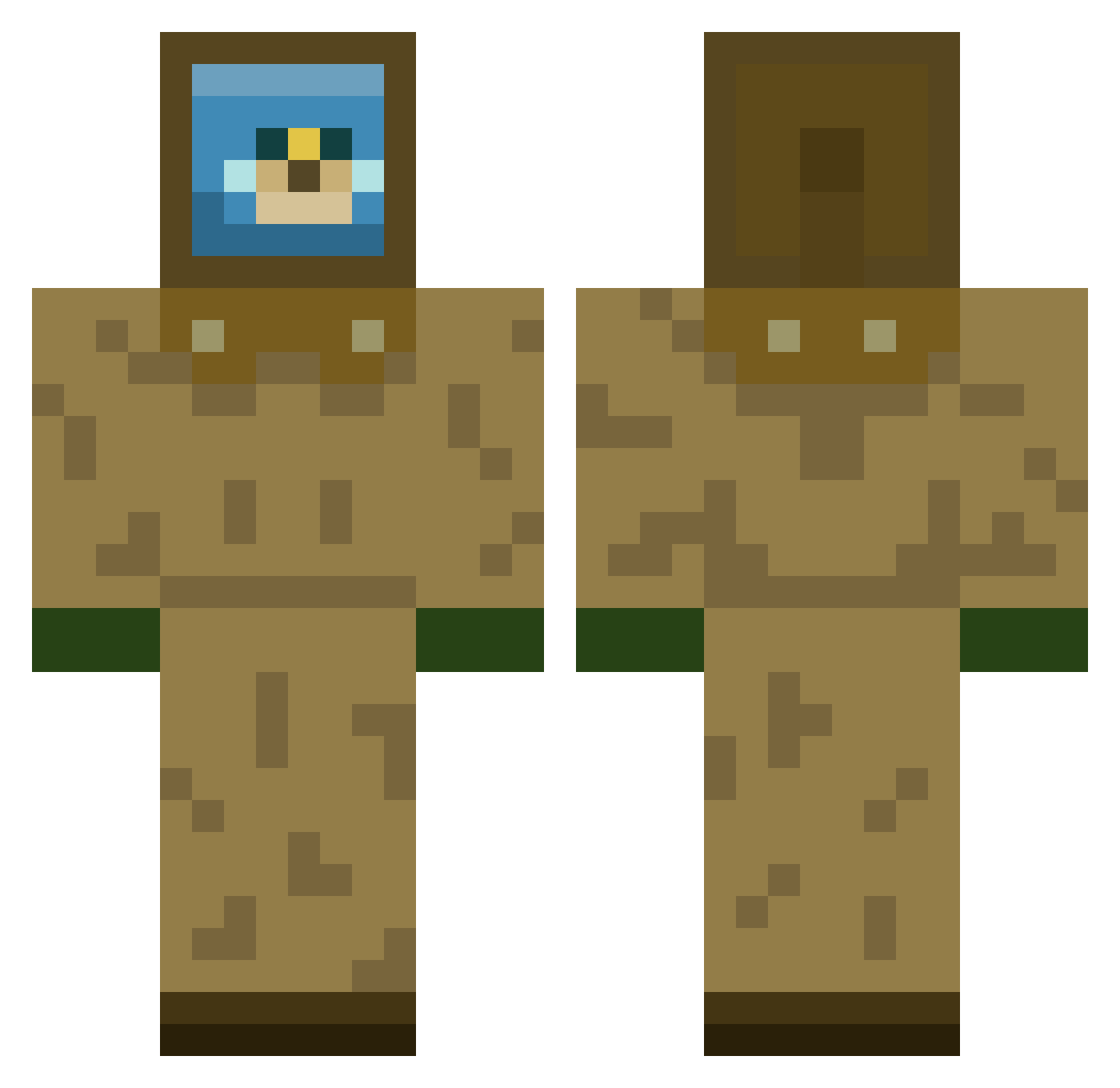 Puffen8 Minecraft skin, front and back view