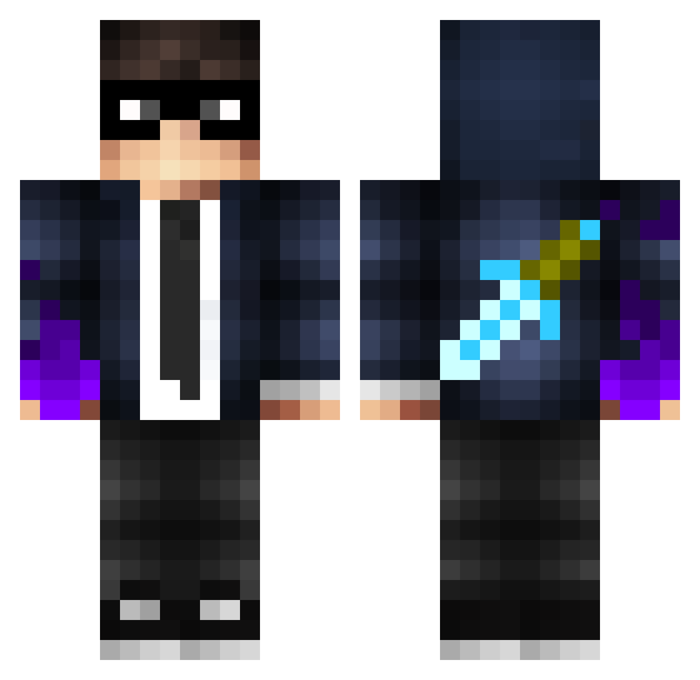 xBadrew Minecraft skin, front and back view