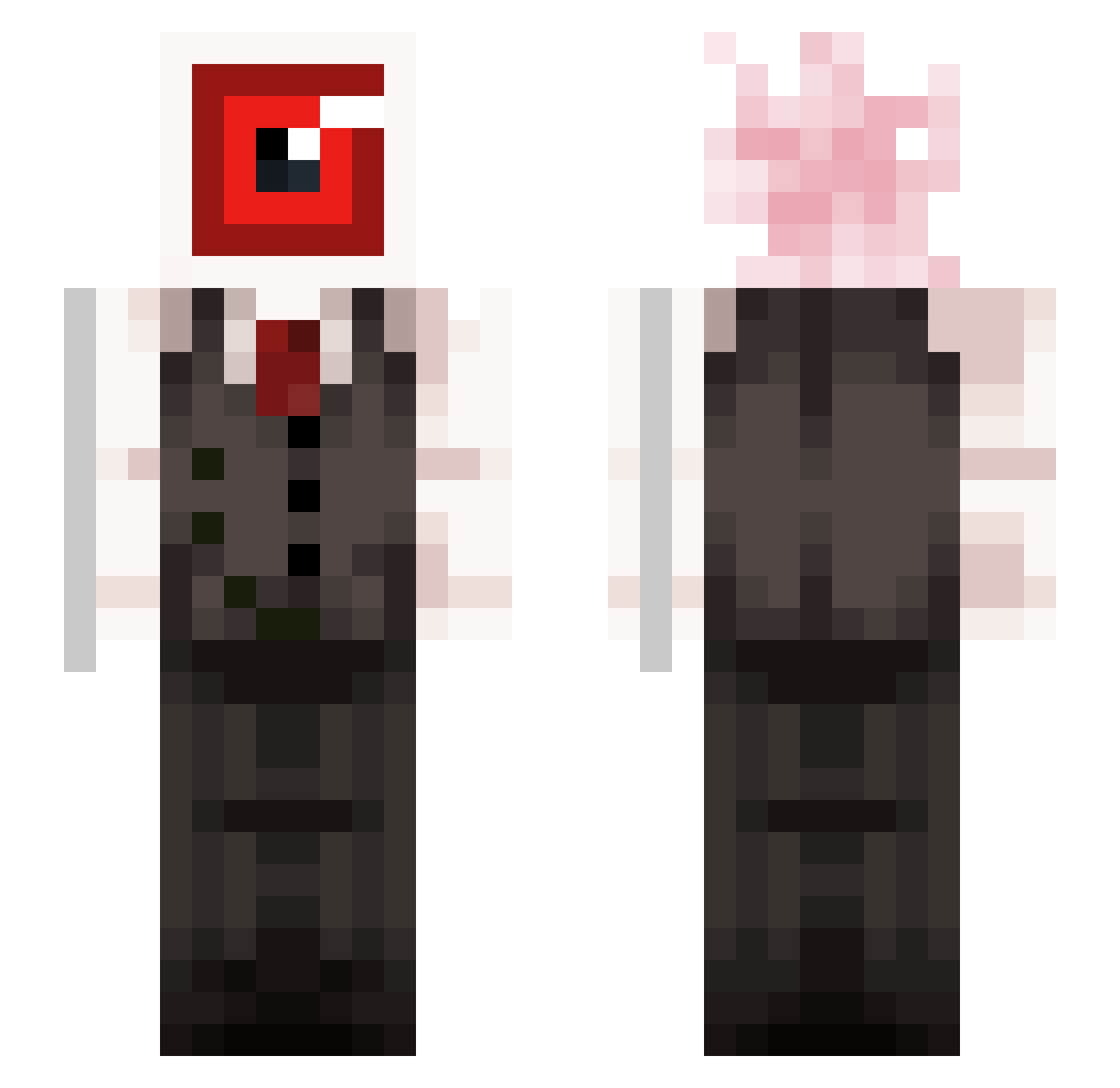 OnLyRed Minecraft skin, front and back view