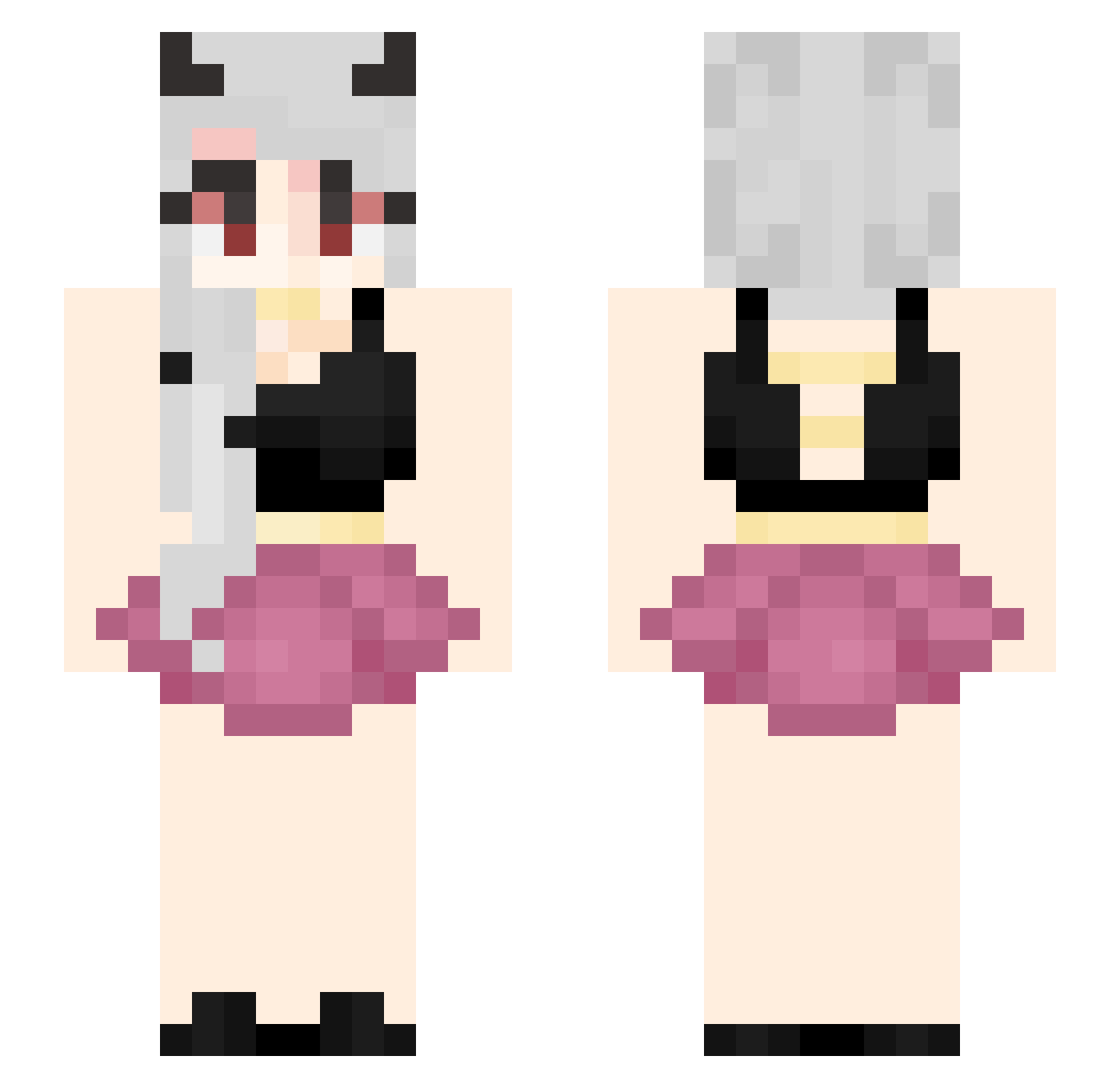 Nomaq Minecraft skin, front and back view