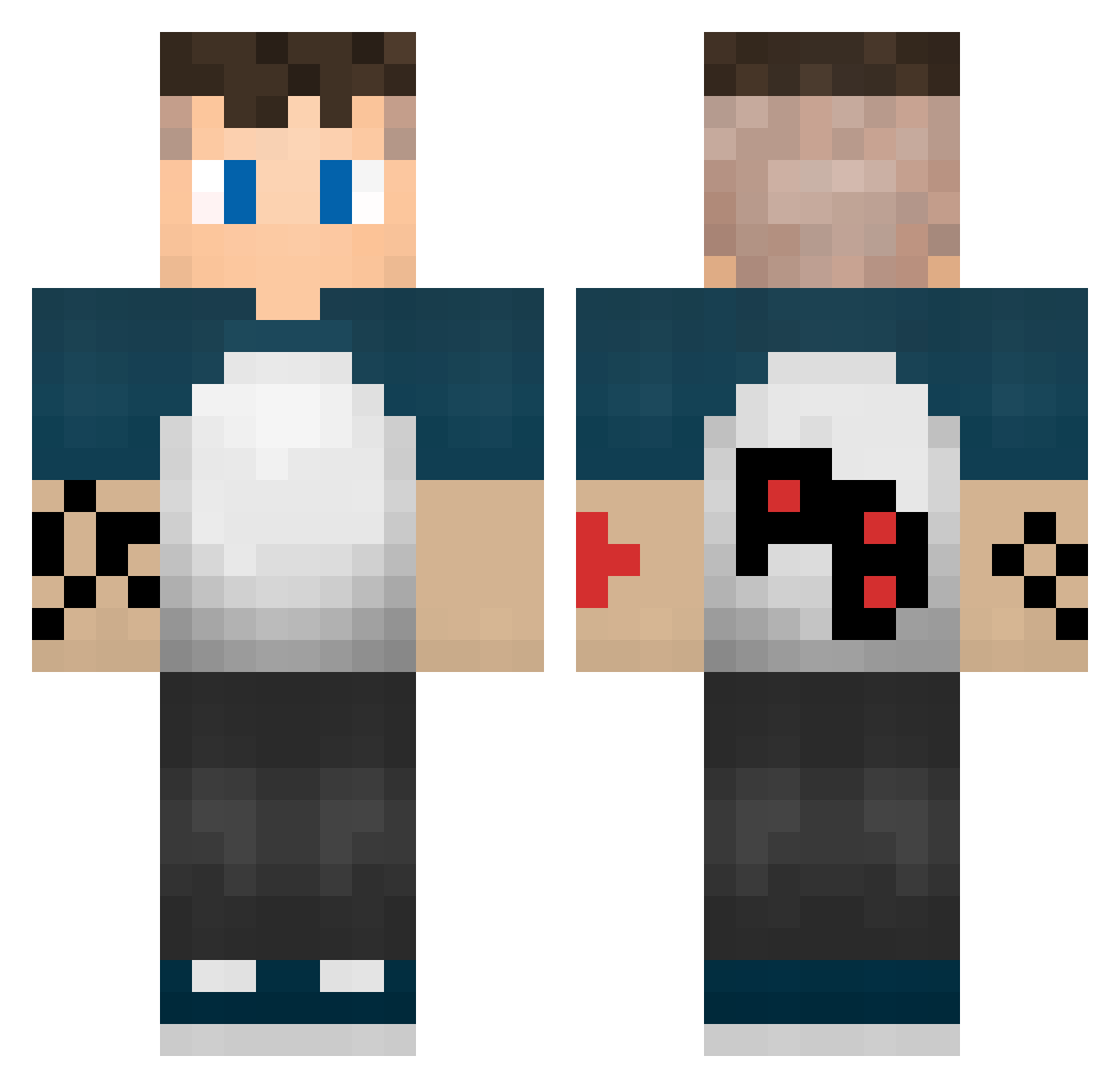 ItsJayQ Minecraft skin, front and back view