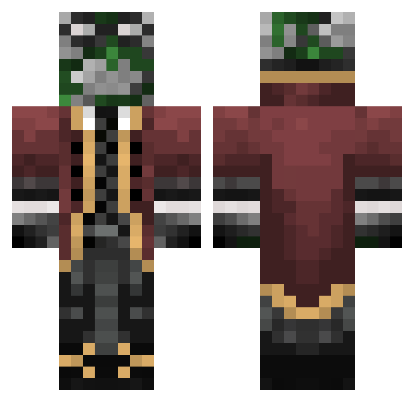 Polack Minecraft skin, front and back view