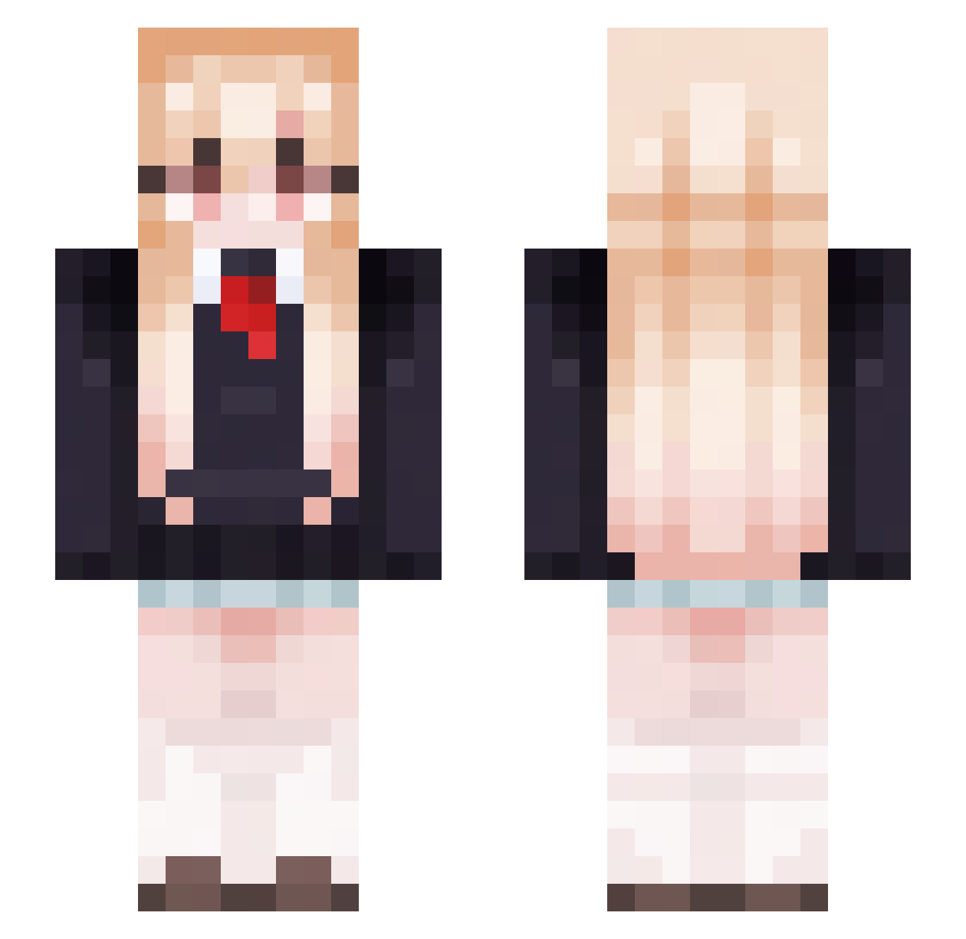 Amikqo Minecraft skin, front and back view