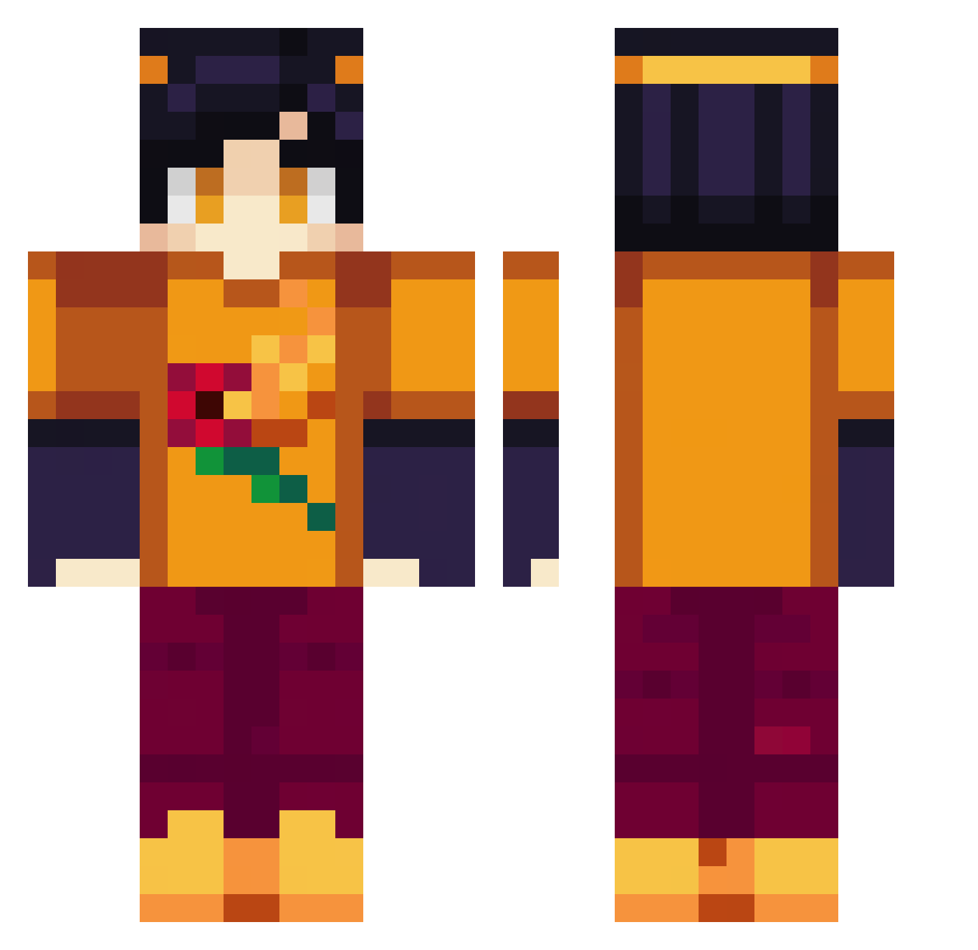 Abeth19 Minecraft skin, front and back view