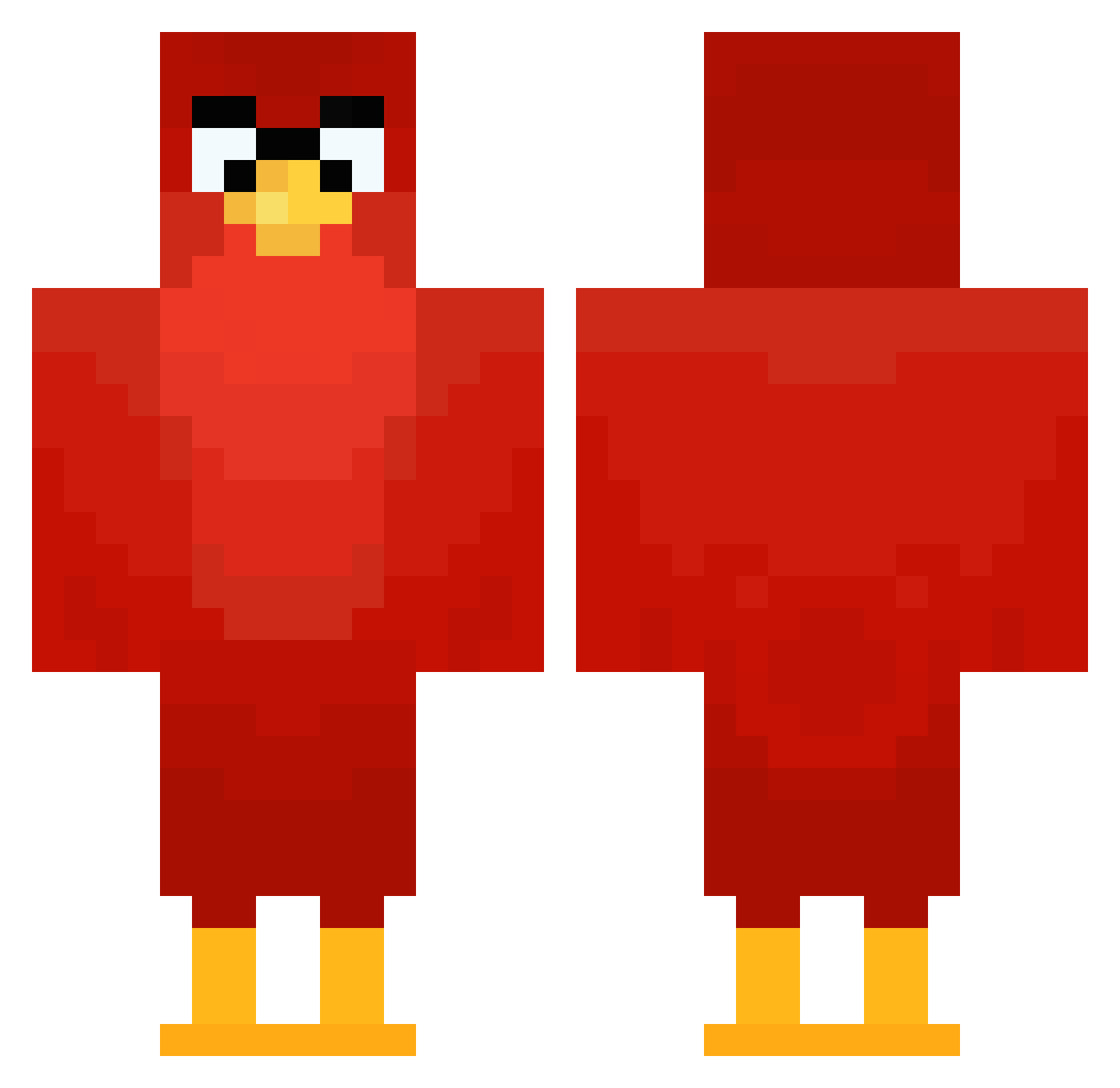 Fenikito Minecraft skin, front and back view