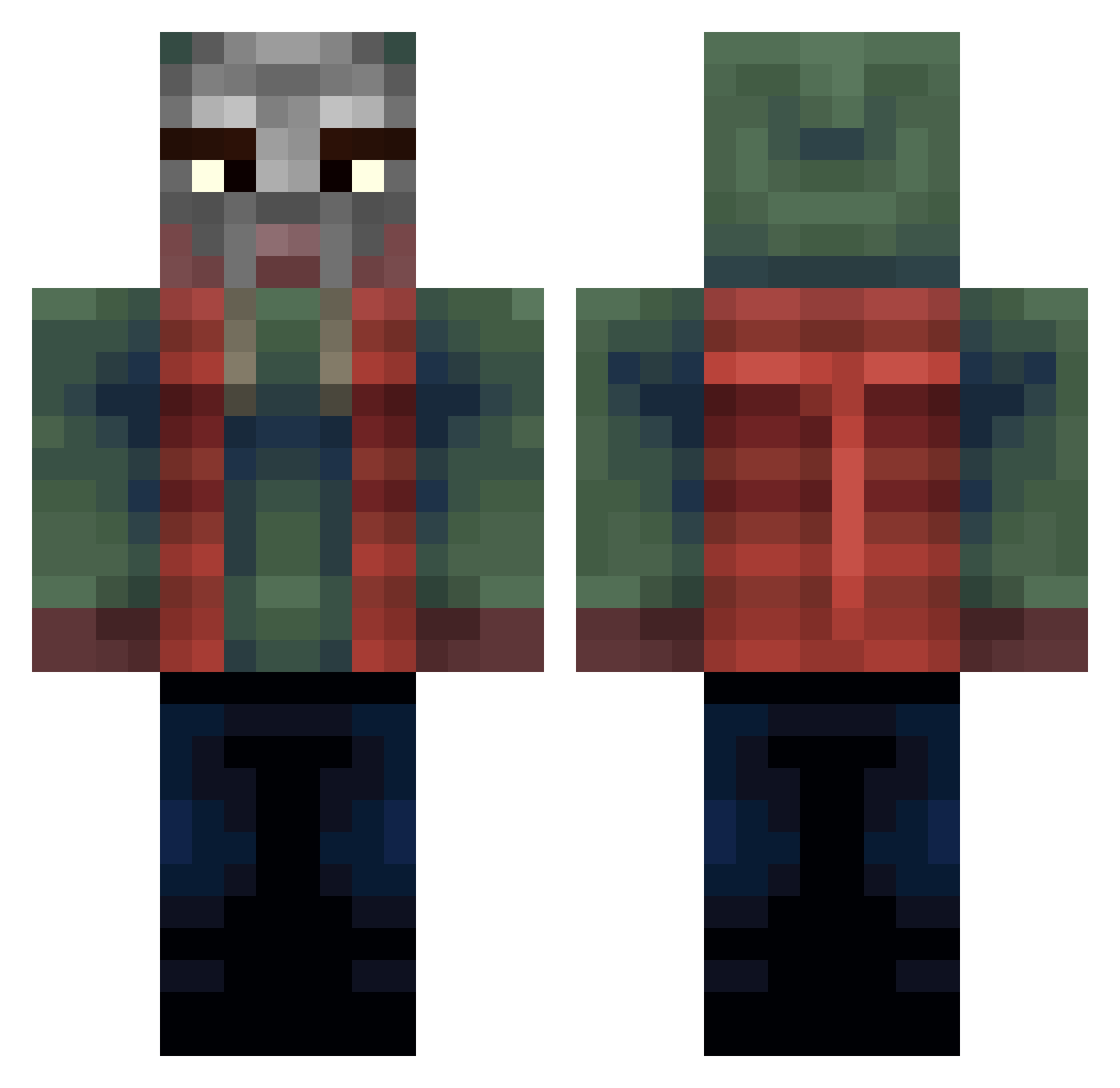 MrQuamble Minecraft skin, front and back view