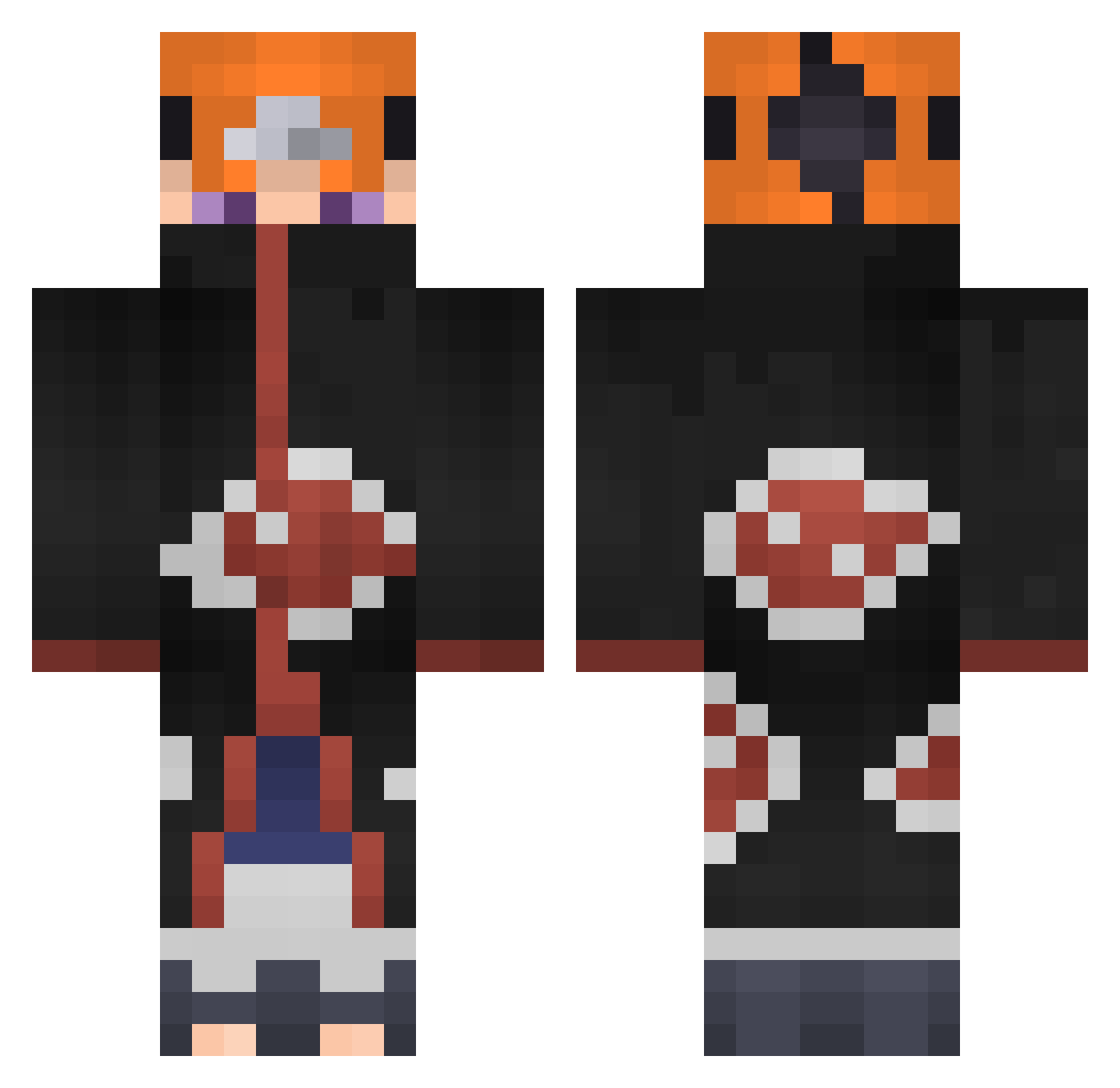 akatski Minecraft skin, front and back view