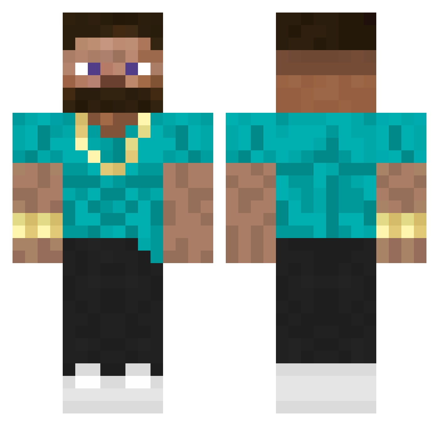 xFroxzy Minecraft skin, front and back view