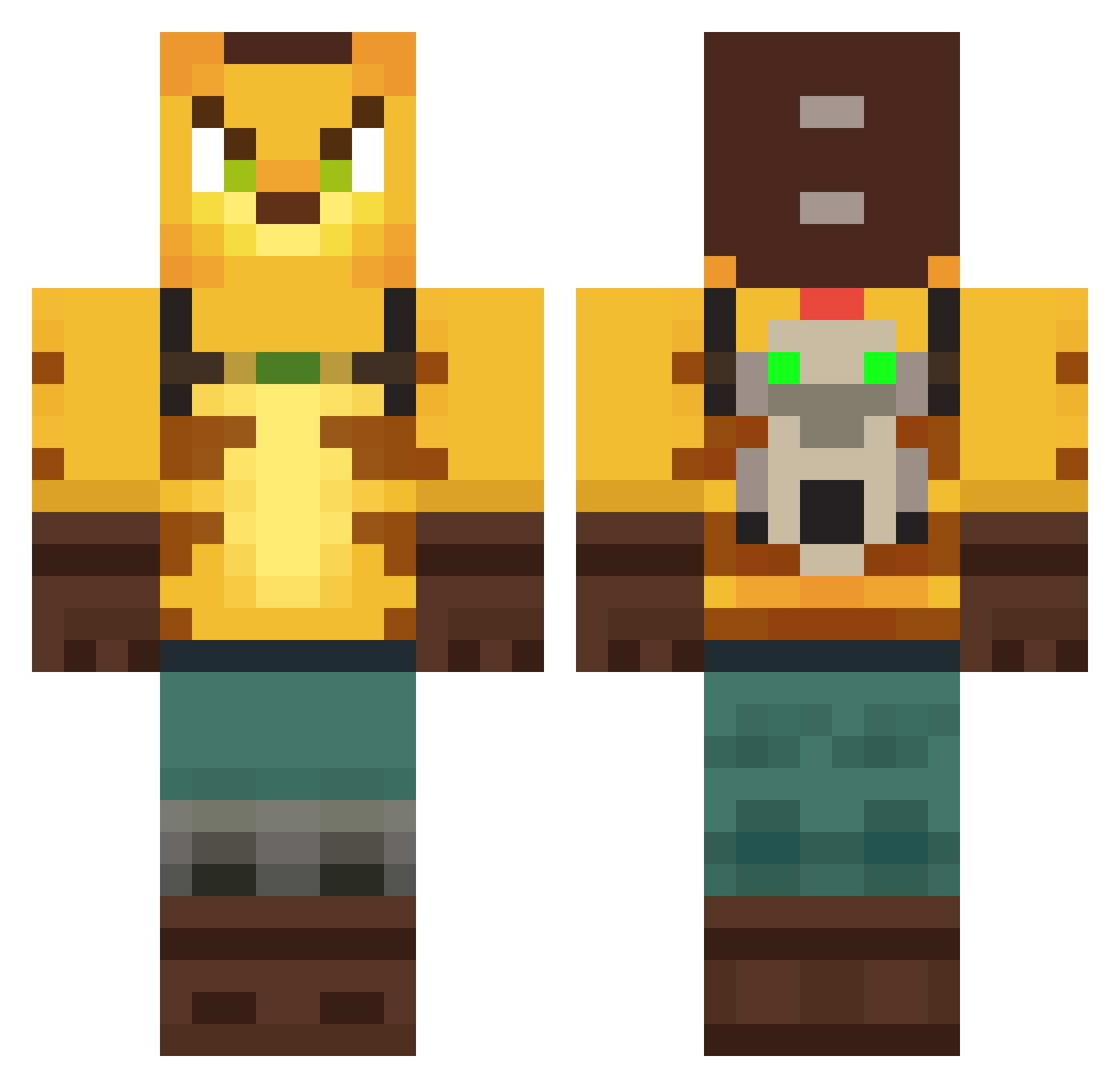 Soury Minecraft skin, front and back view