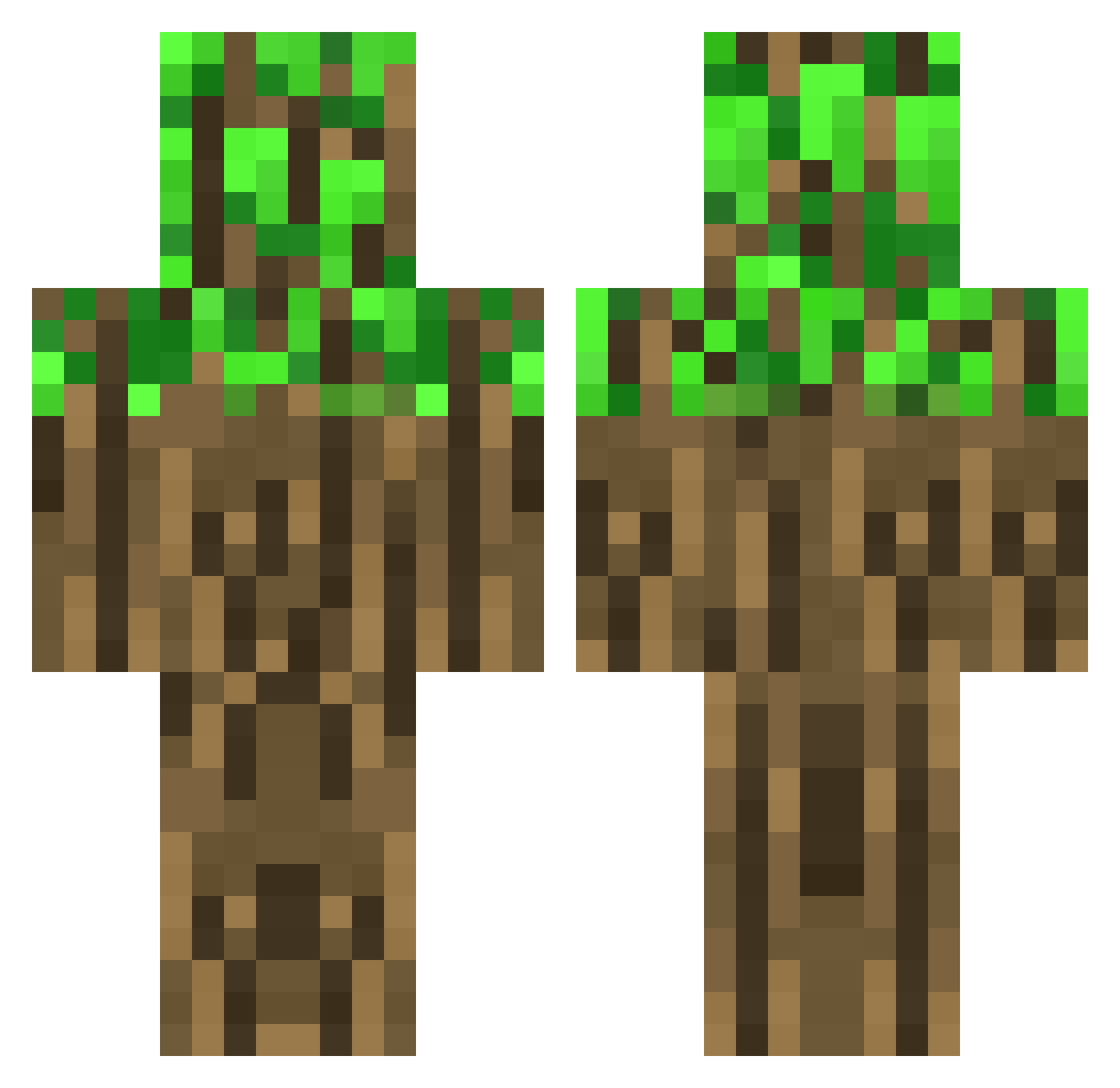 trees Minecraft skin, front and back view