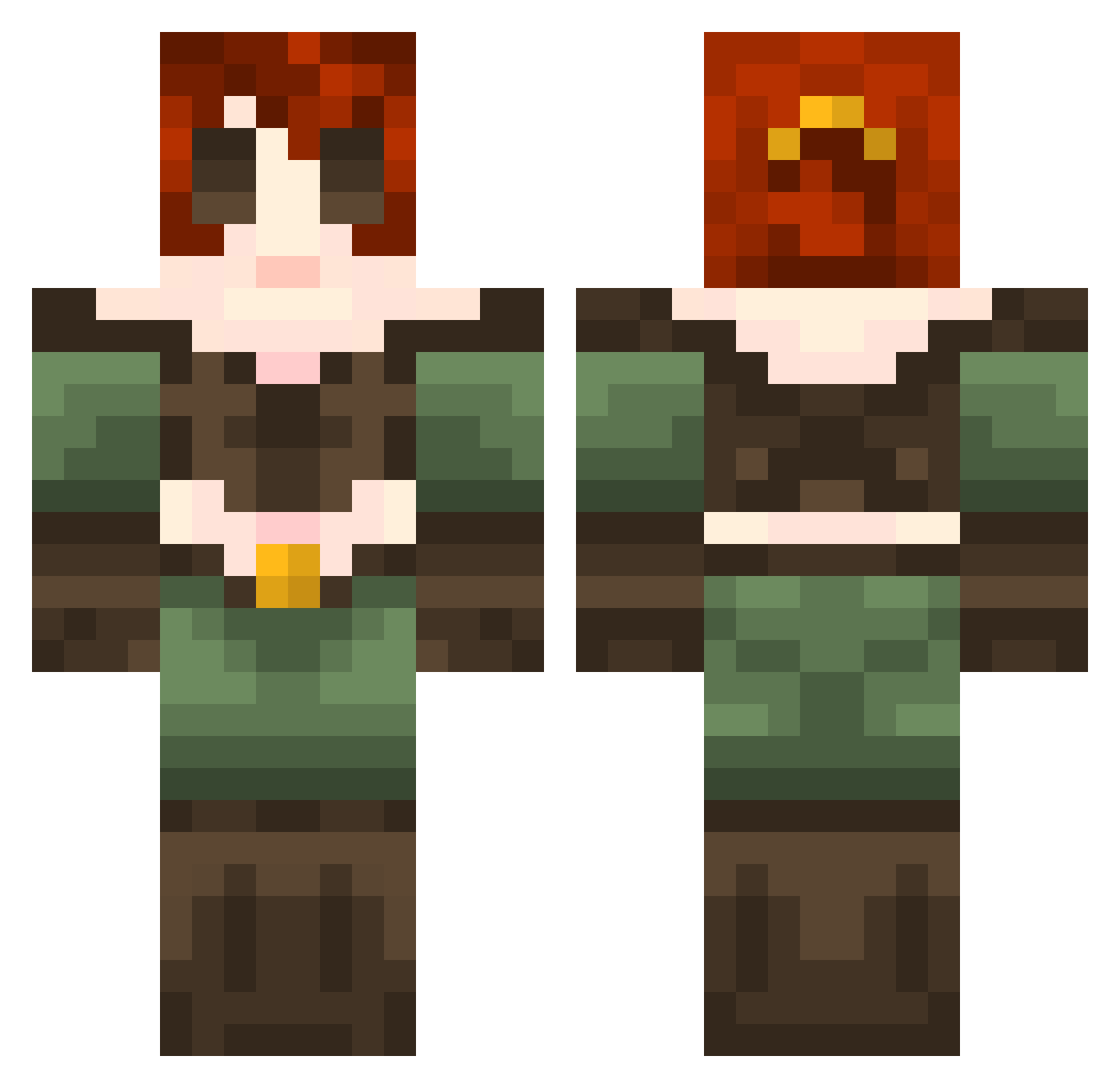 Annie Minecraft skin, front and back view
