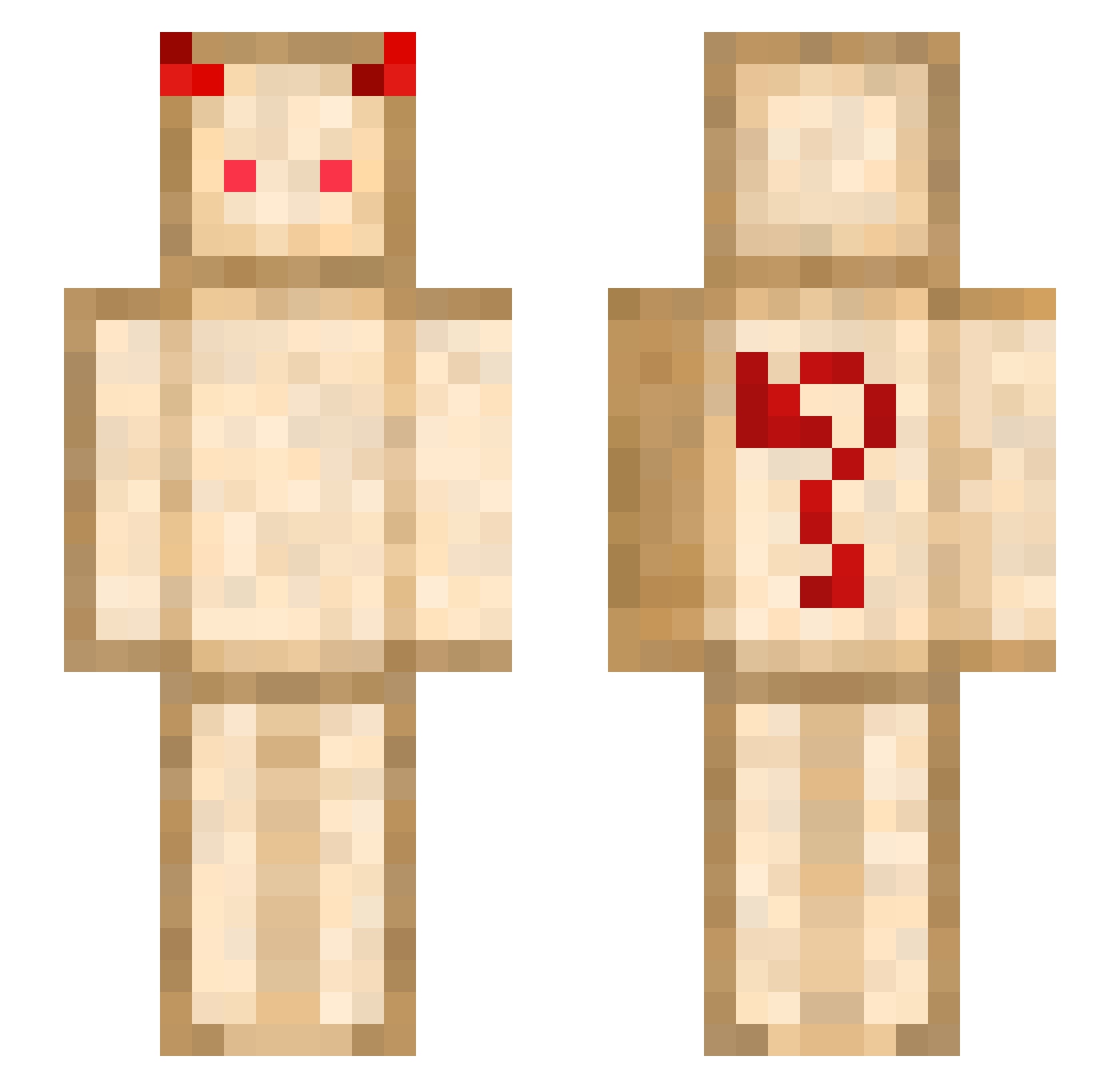 downmen Minecraft skin, front and back view