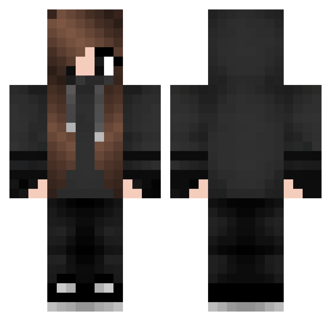 Xebmoz Minecraft skin, front and back view