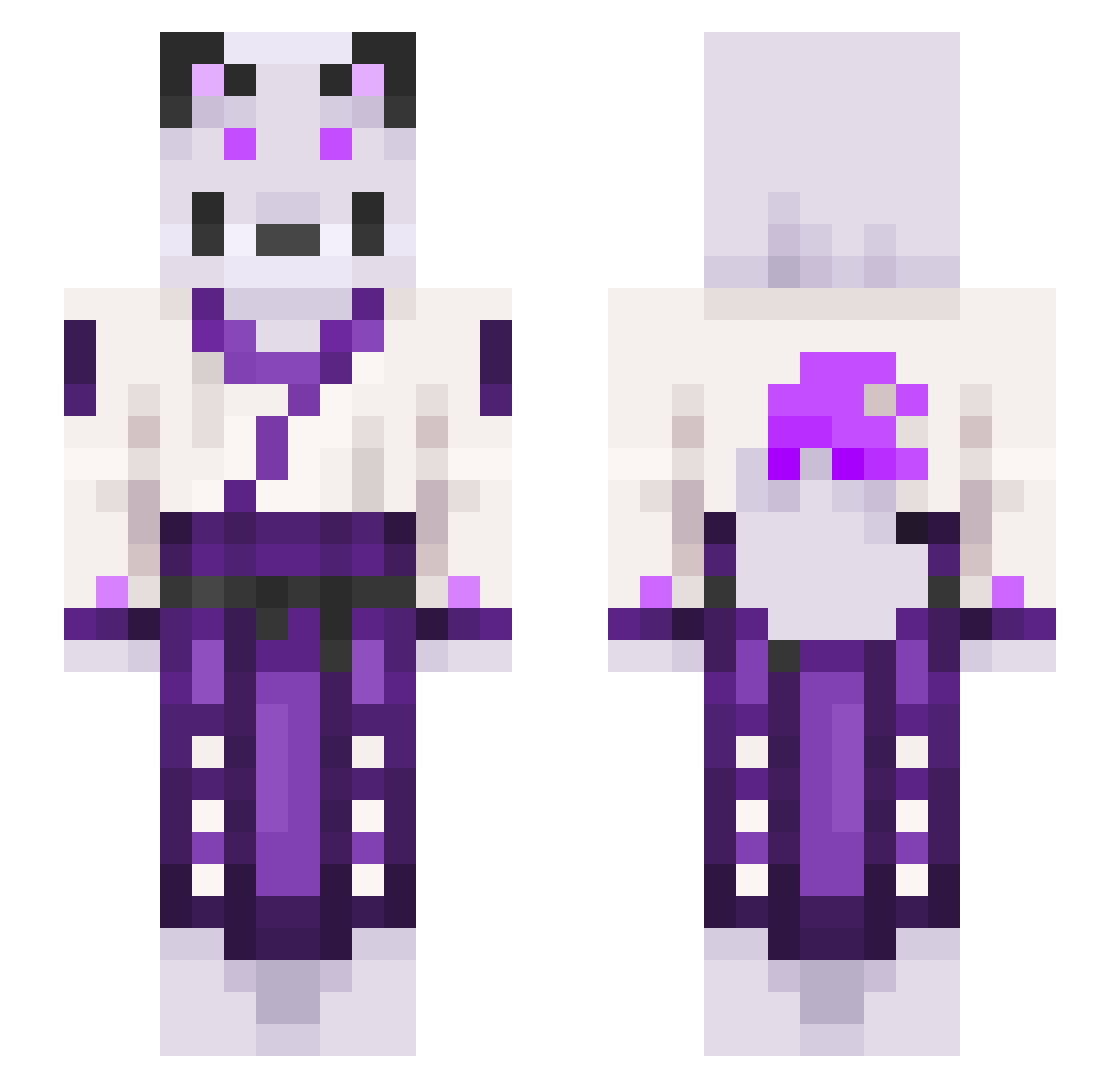 Gosienicaa Minecraft skin, front and back view