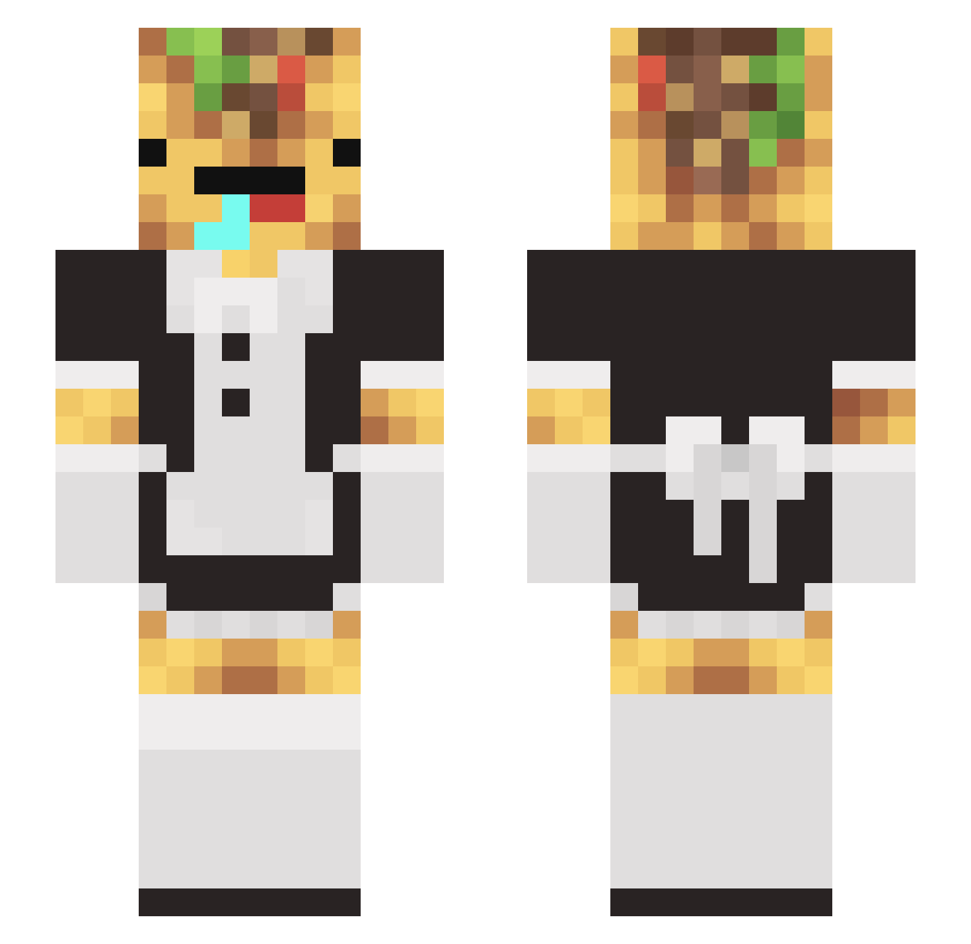 AfkALexi Minecraft skin, front and back view