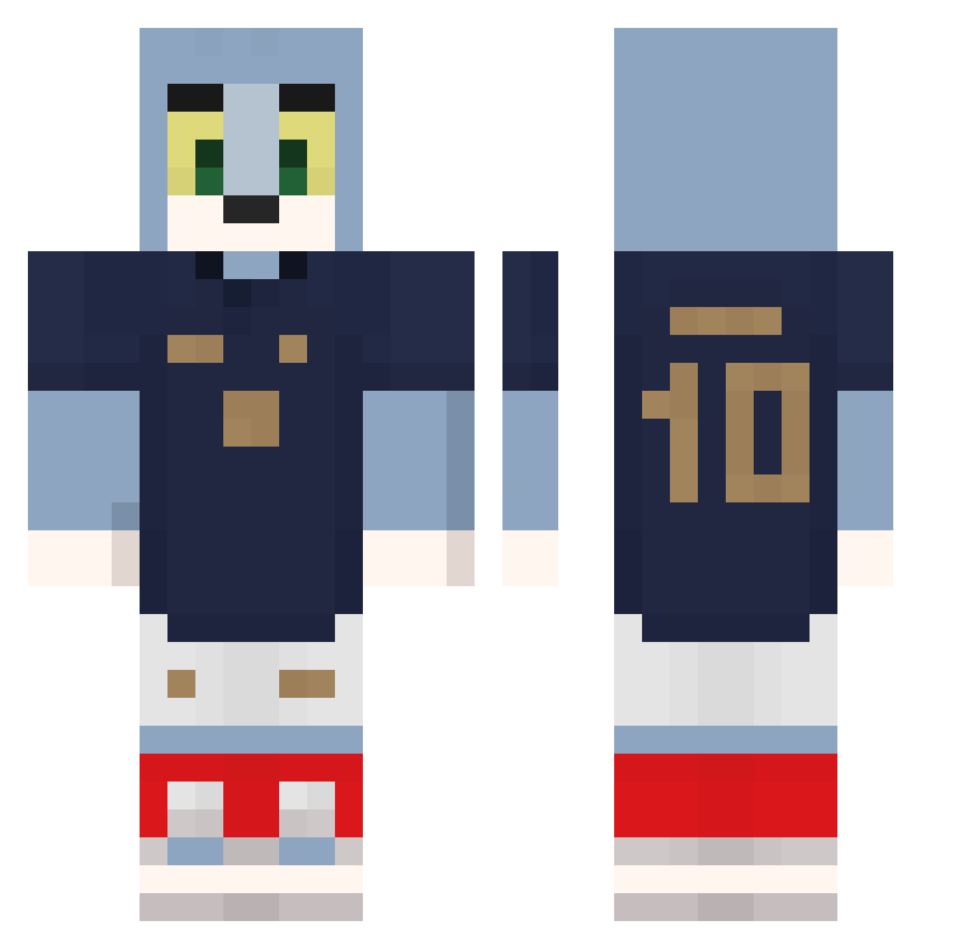 Hantinn Minecraft skin, front and back view