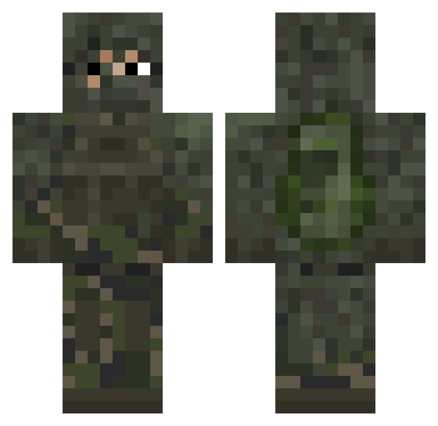 10ebee Minecraft skin, front and back view