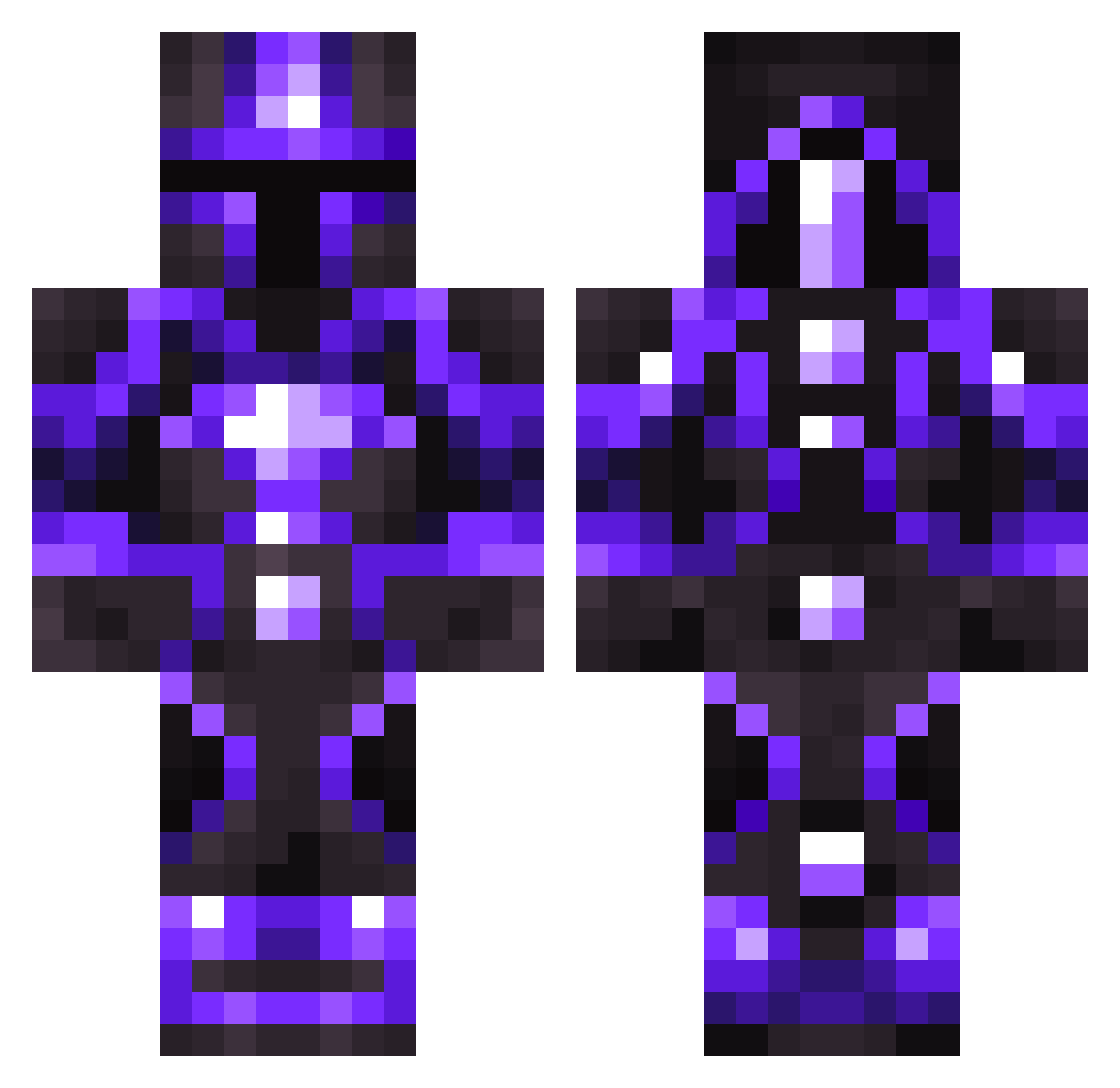 Lensing Minecraft skin, front and back view