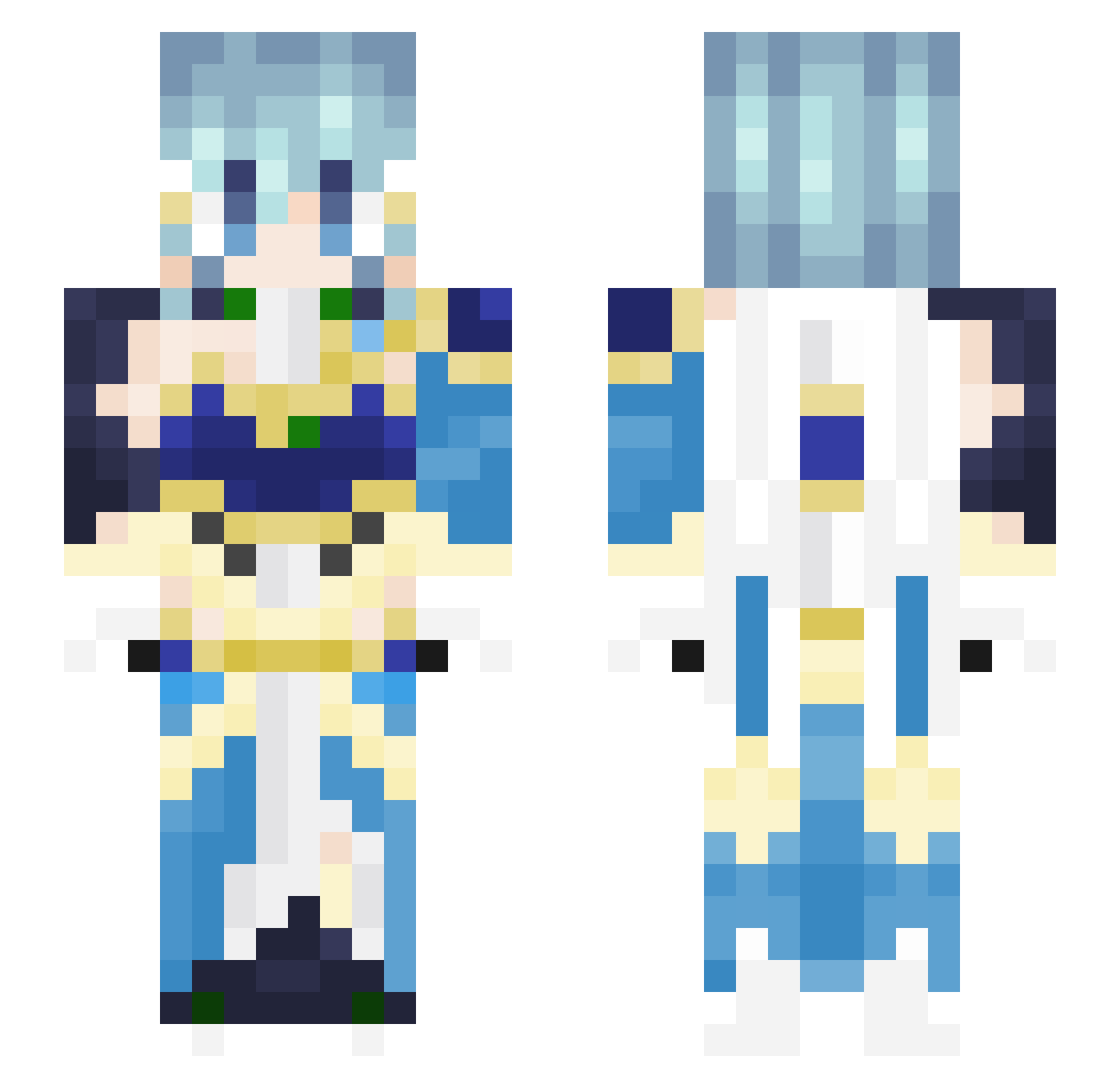 Yoz0ra Minecraft skin, front and back view