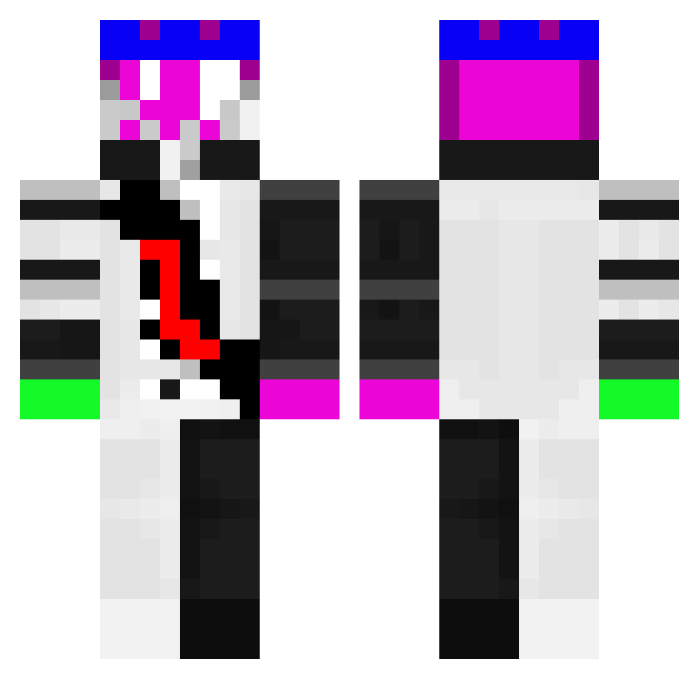 Sordonyx Minecraft skin, front and back view